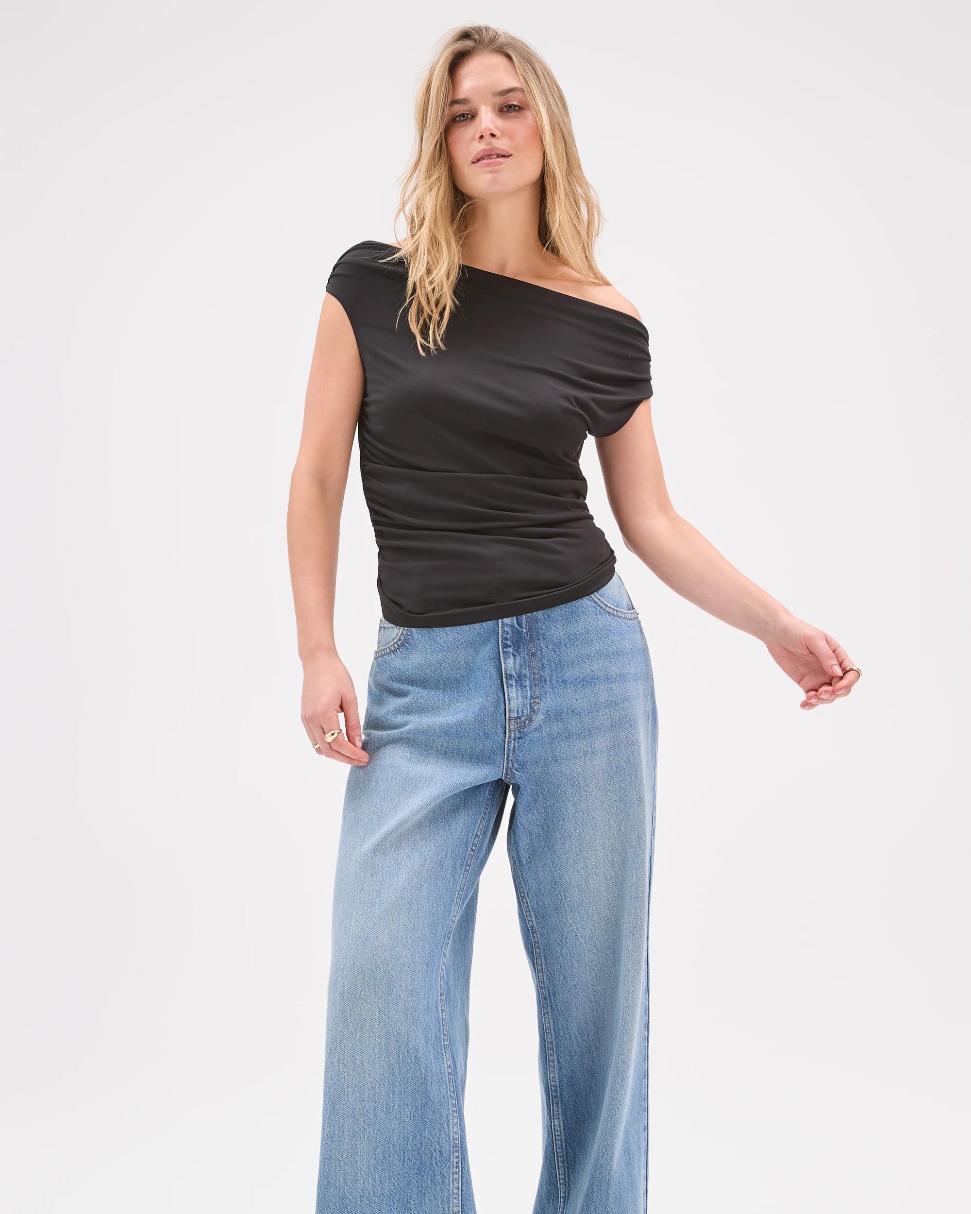 4 Lily Loves Jersey Drape Off-Shoulder Top BLACK, 4 of 7