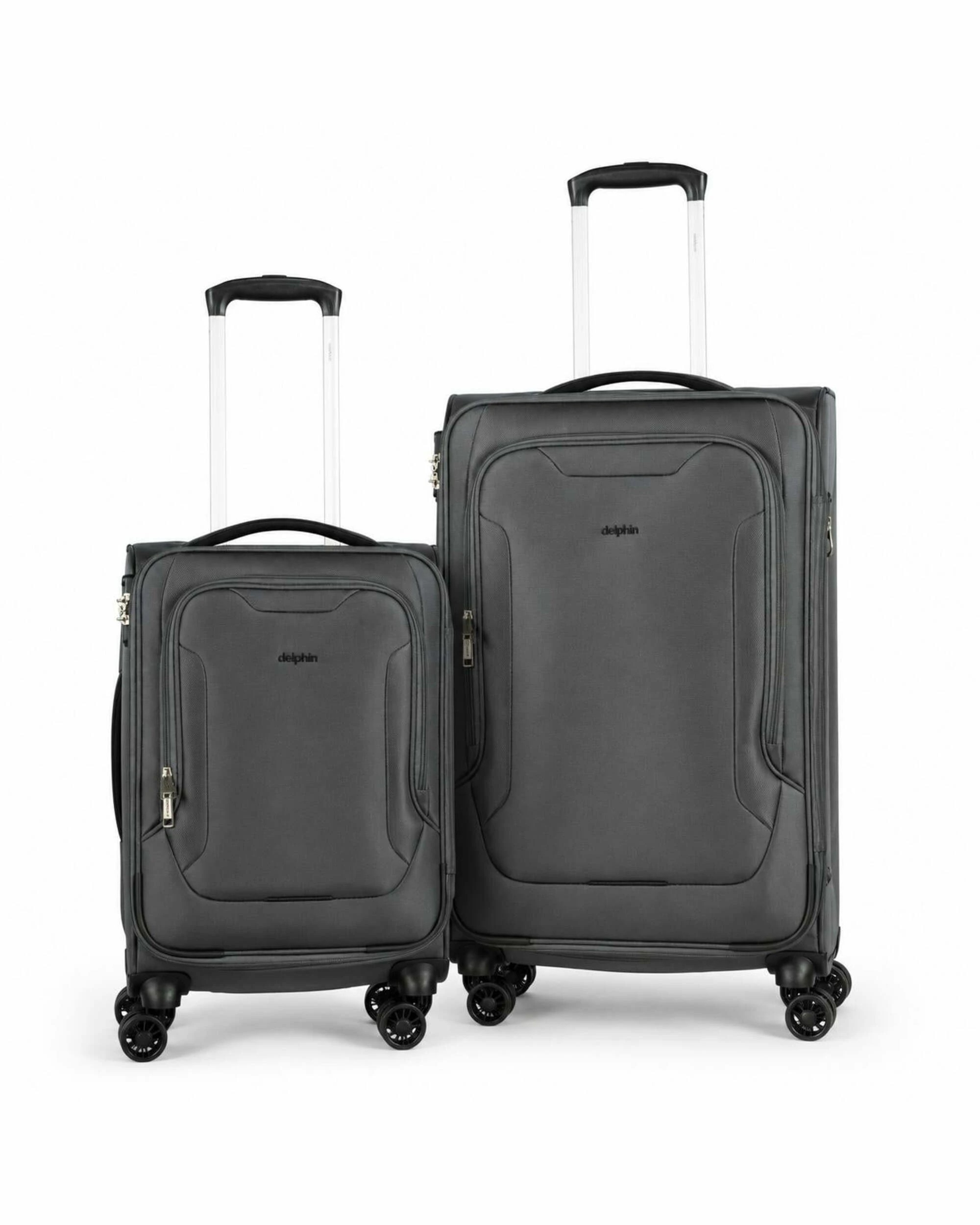 1 delphin caspian 2 Piece Suitcase Set Medium &  Carry-On - Grey, 1 of 5