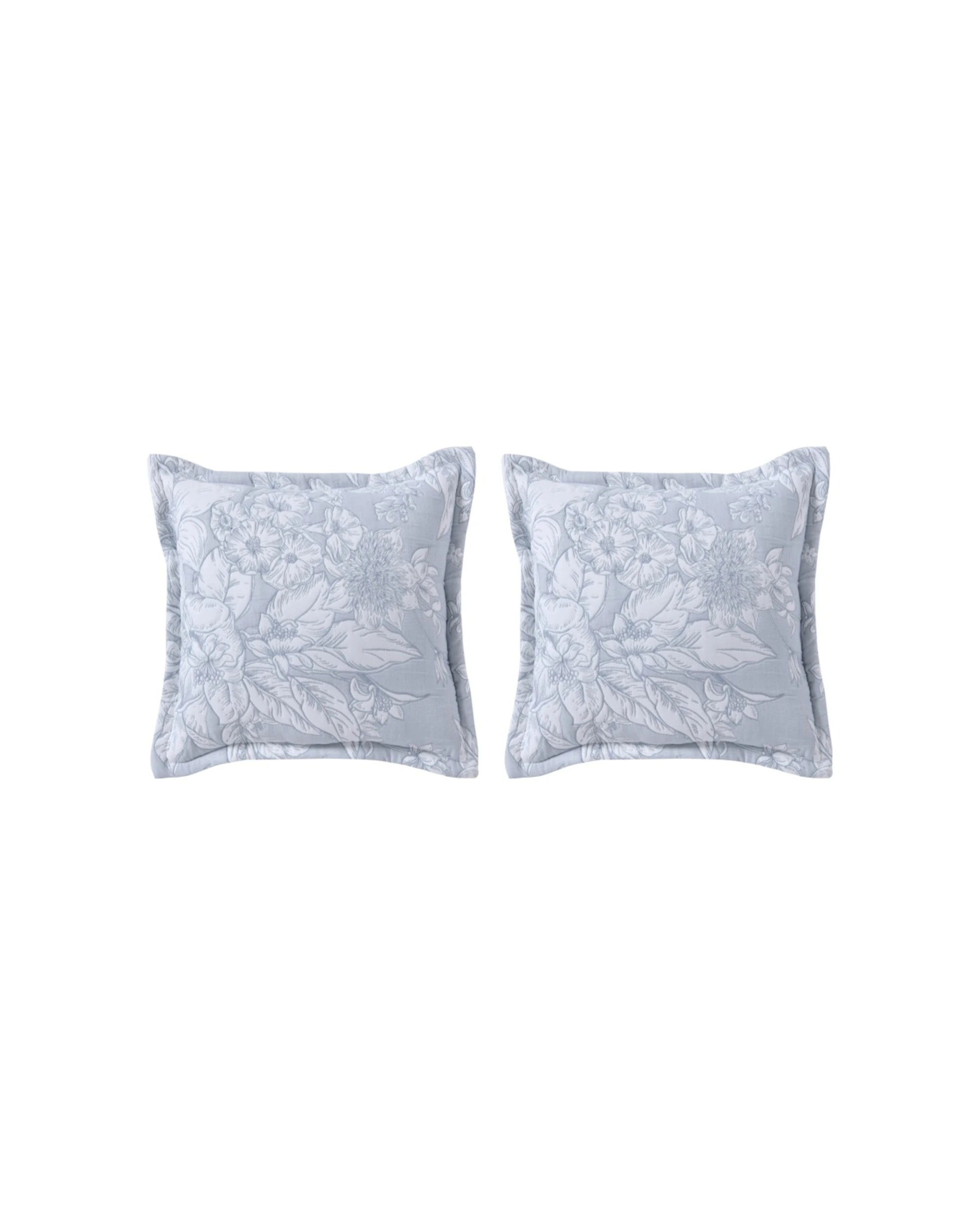 1 Bianca 2PK Whispering Lily Square Jacquard Provincial Decor Cushion 43x43cm - Blue, 1 of 1