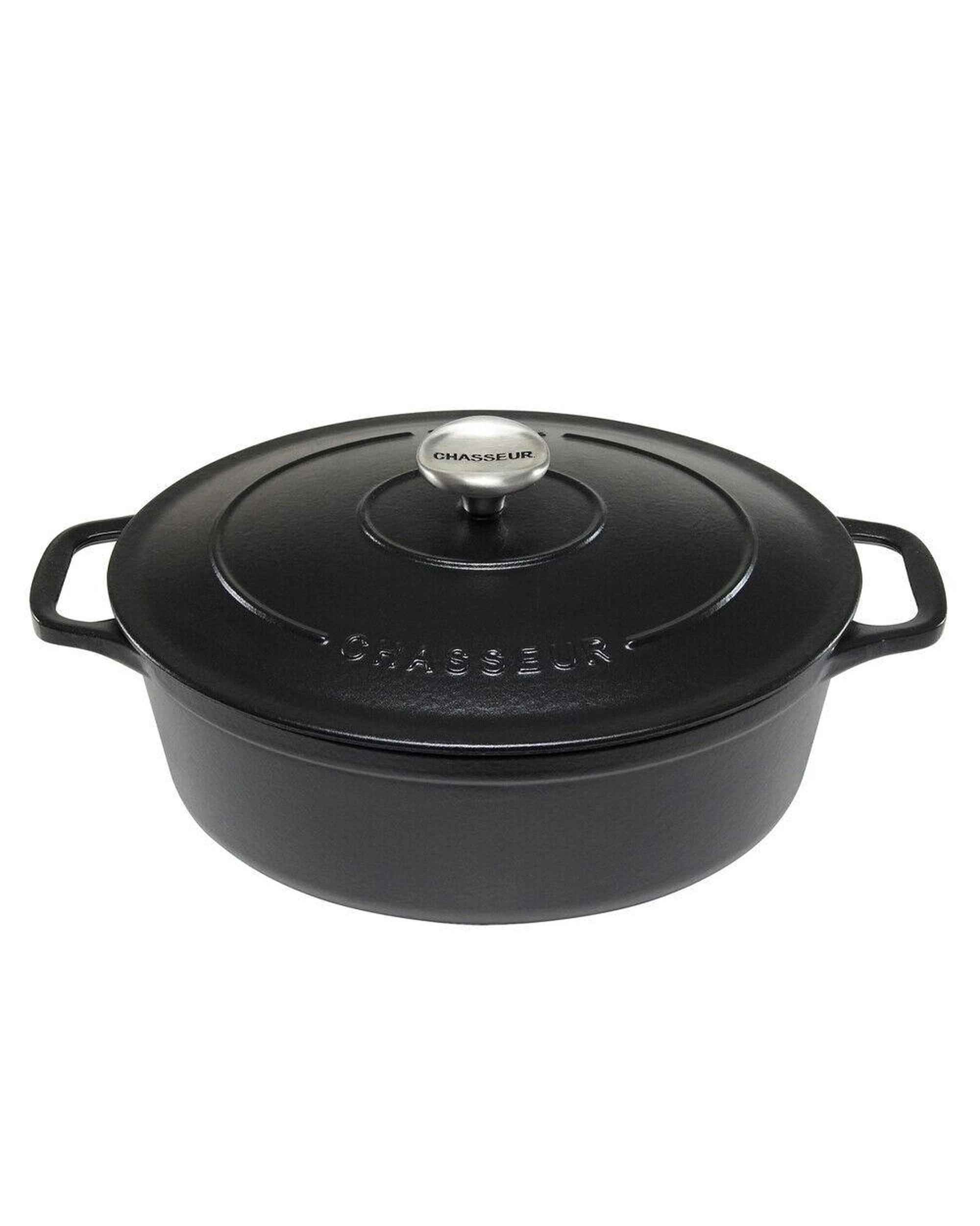 1 Chasseur Oval French Oven 27cm  4L Matte Black - Black, 1 of 5