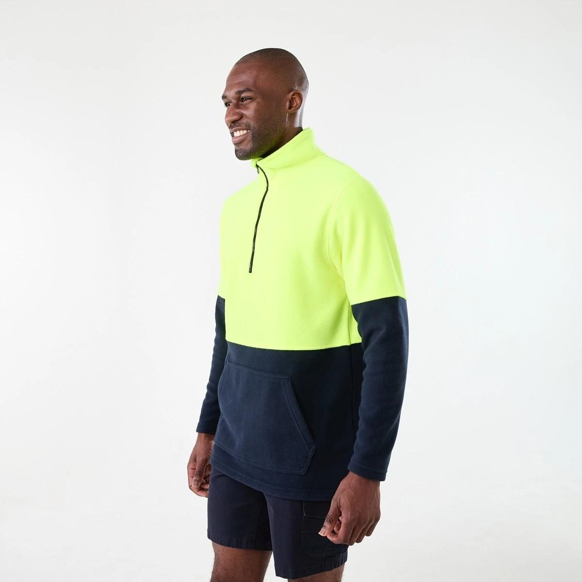 2 Workwear Hi-Visibility 1/4 Zip Polar Fleece Pullover Yellow, 2 of 6