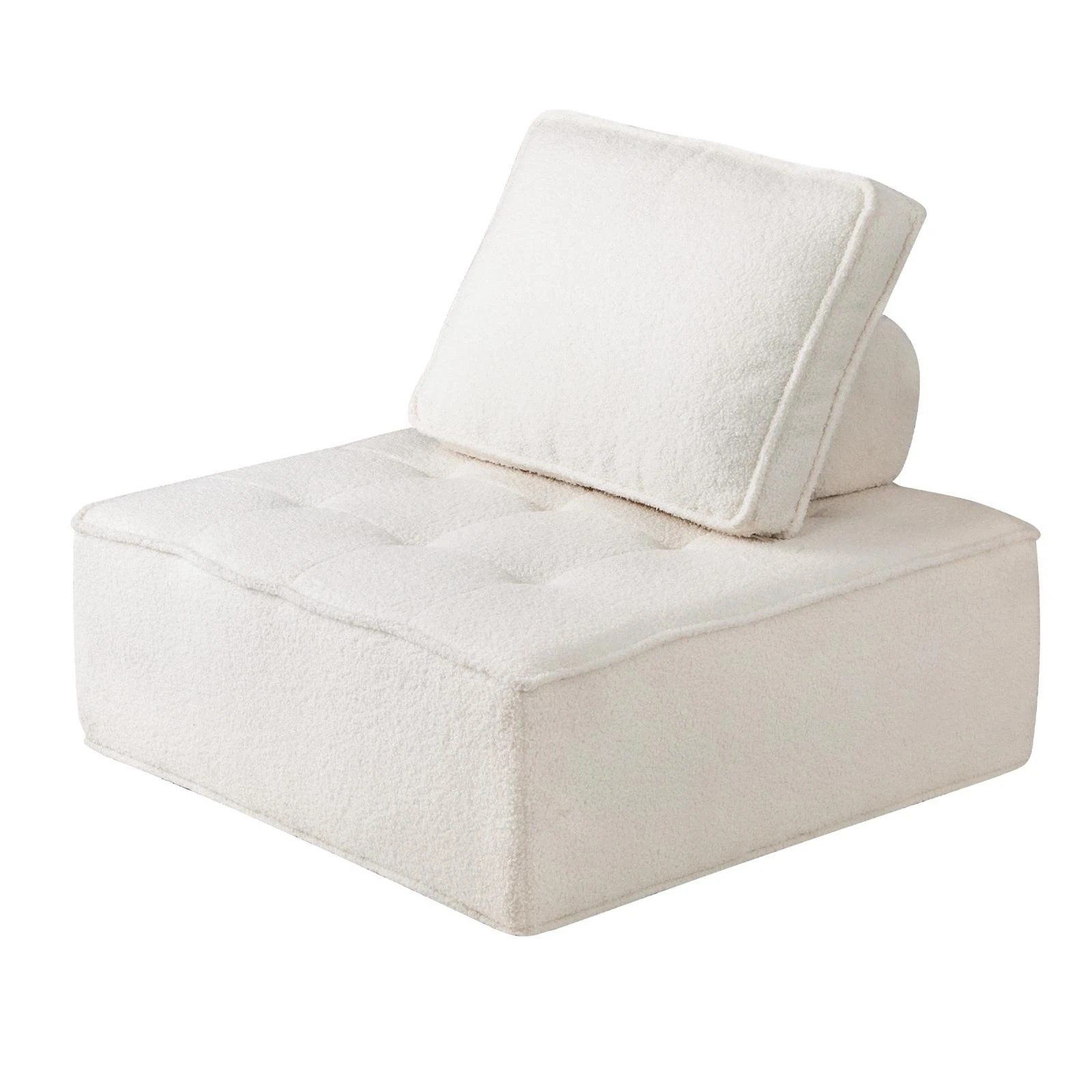 1 Oikiture 1pc Modular Sofa Lounge Chair Armless Tofu Back Sherpa
 - White, 1 of 10