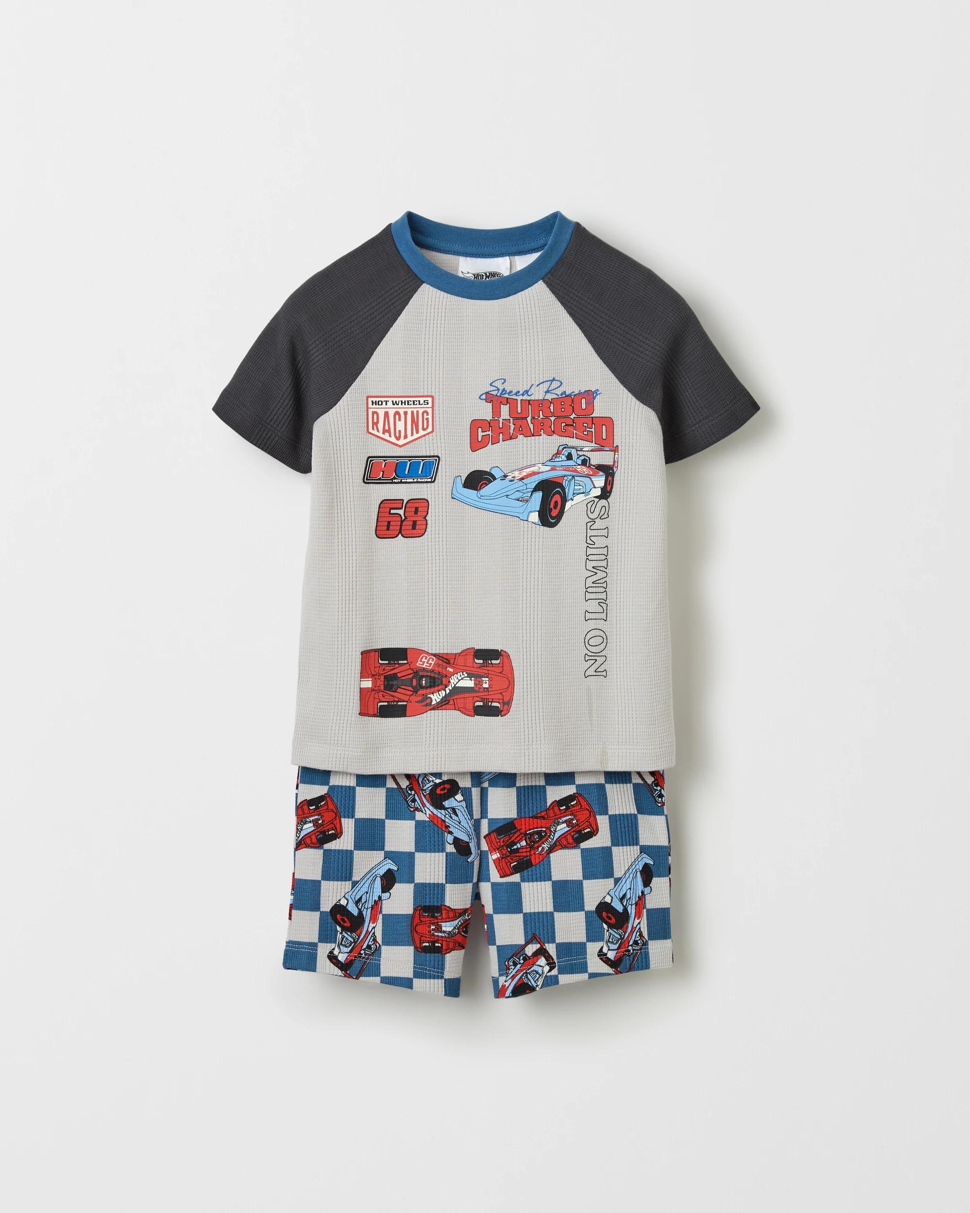 1 Licensed Hot Wheels Australian Cotton Younger Boys Elevated Rib Pyjama Set HOT WHEELS MULTI, 1 of 3