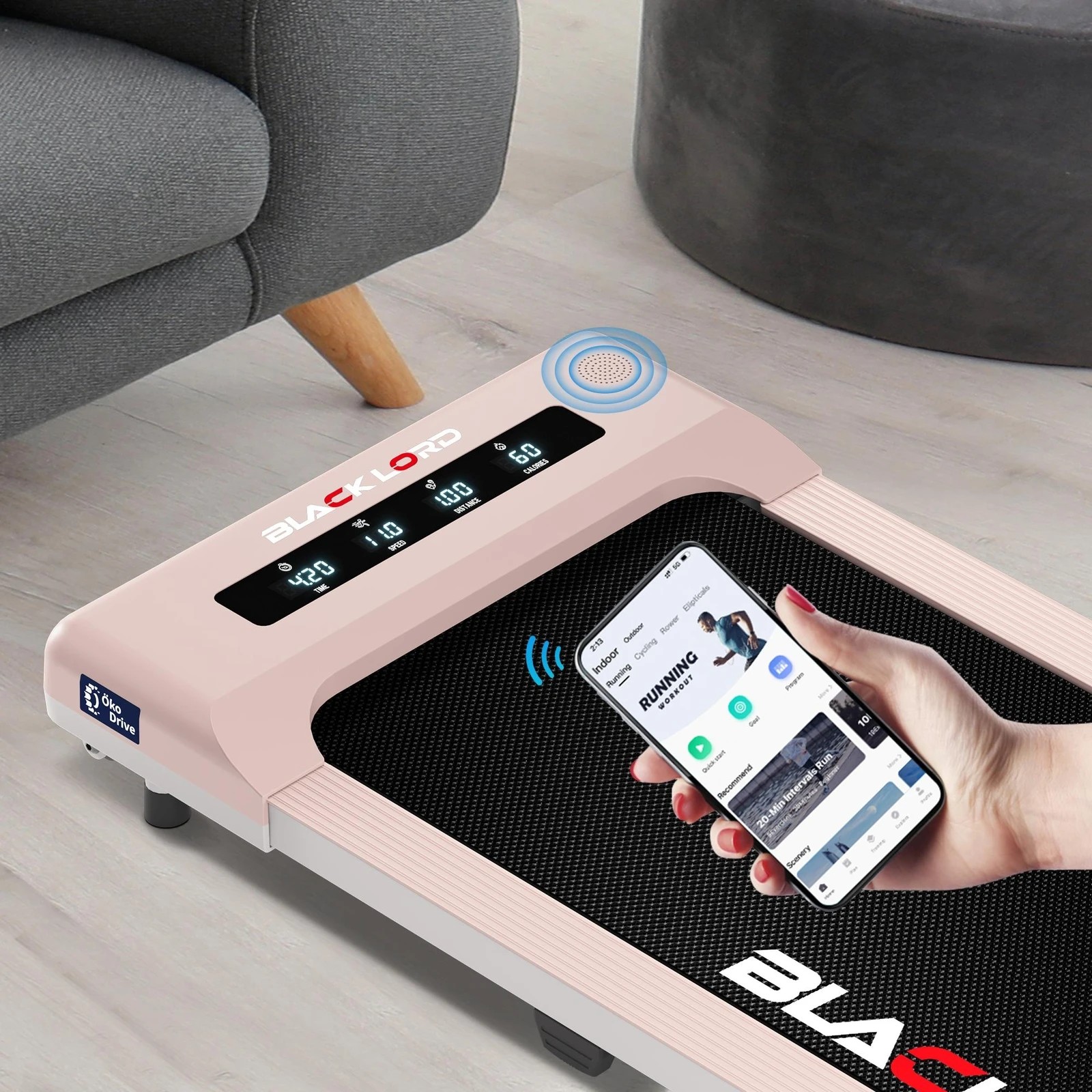 3 Black Lord Treadmill Electric Walking Pad Under Desk Home Gym 40cm Belt - Pink, 3 of 10