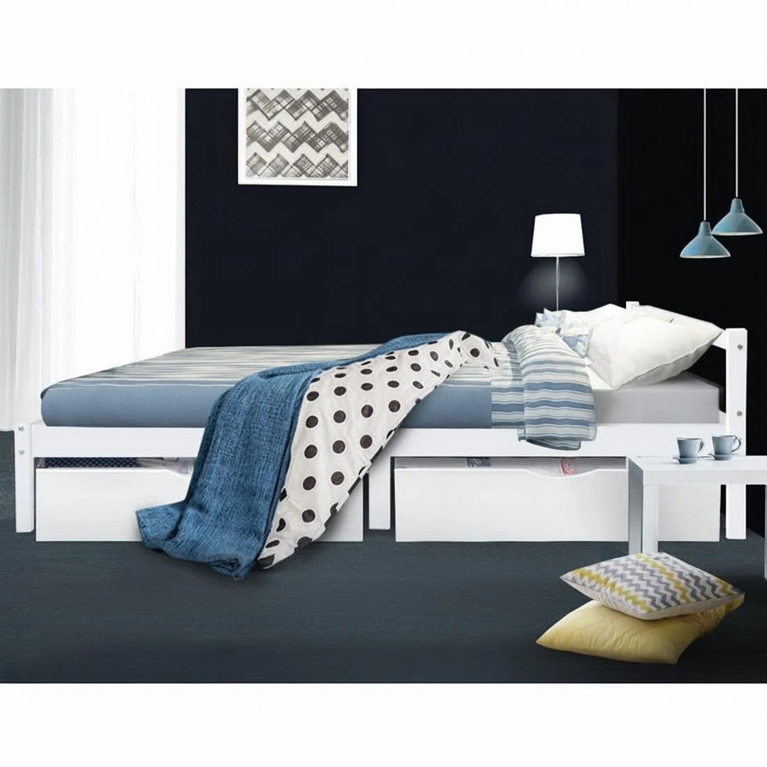 7 Artiss Bed Frame Single Size Wooden - White, 7 of 8