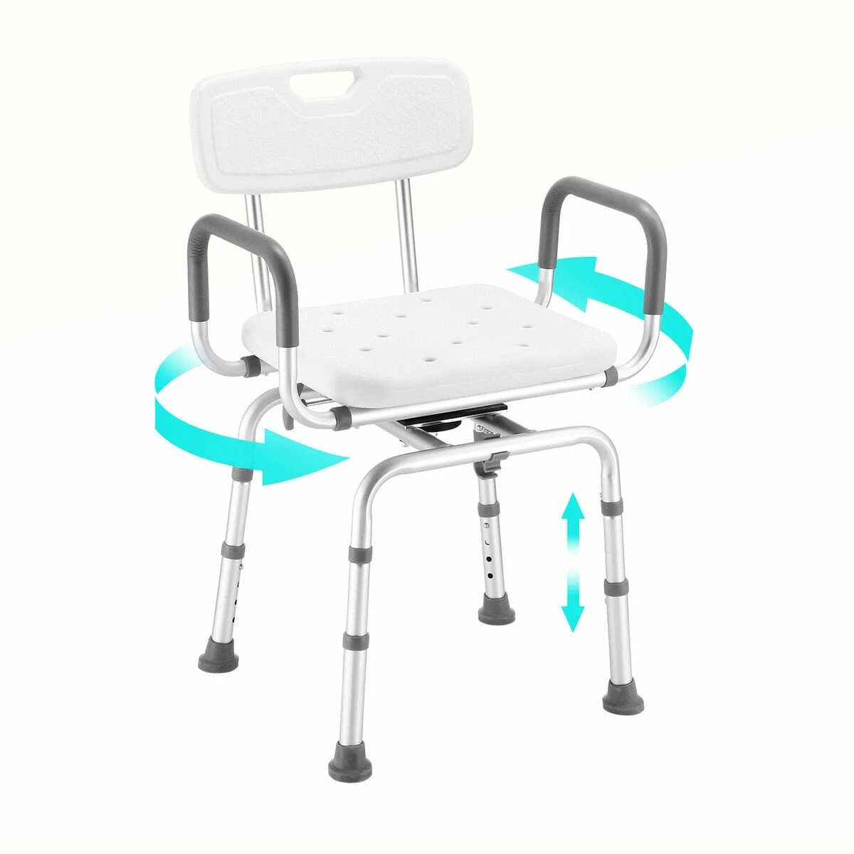 2 LUXSUITE Swivel Shower Chair Medical Bath Seat Stool Adjustable Bathroom Tub Transfer Bench 360° Rotating Bedside, 2 of 3