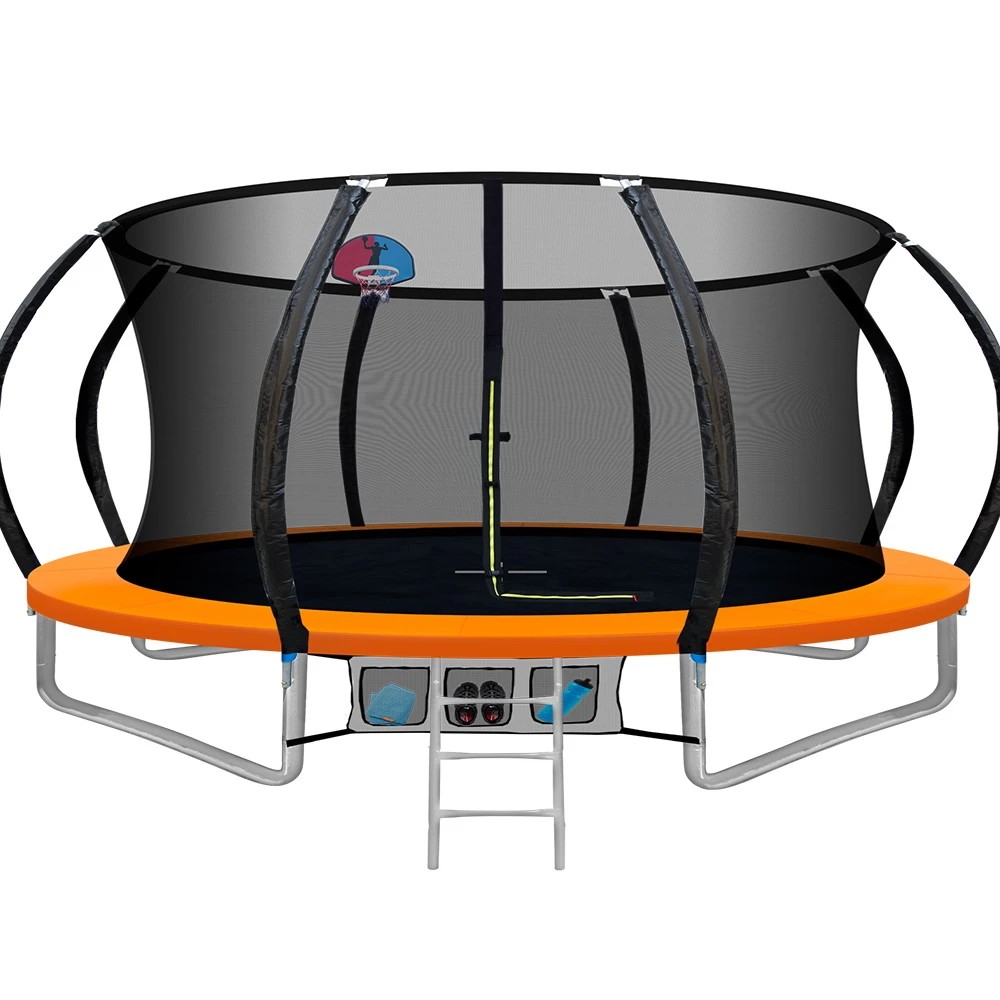 1 Everfit 14FT Trampoline for Kids w/ Ladder Enclosure Safety Net Rebounder - Multi, 1 of 7