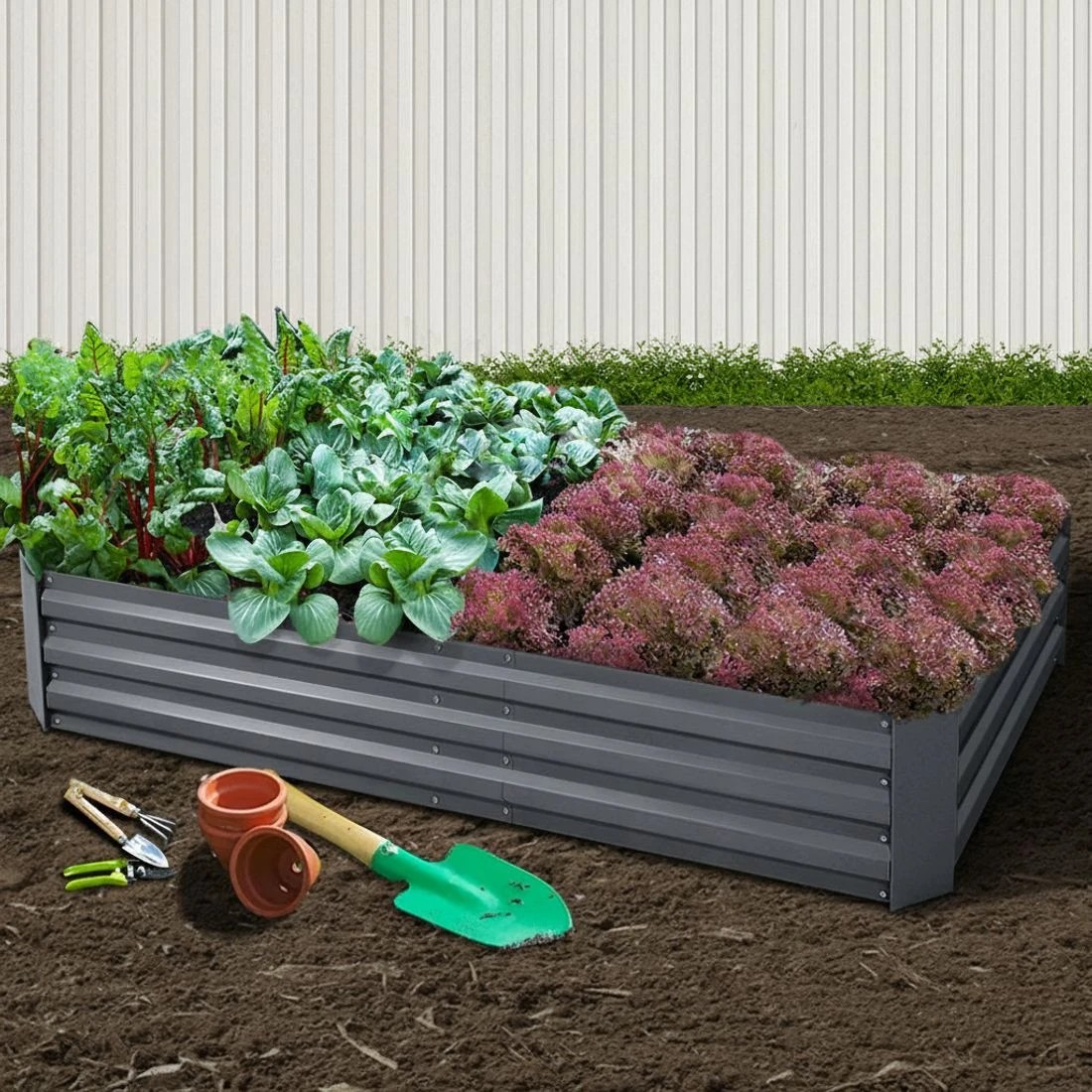 6 Green Fingers Garden Bed 210x90cm Planter Box Raised Container Galvanised Steel - Grey, 6 of 7