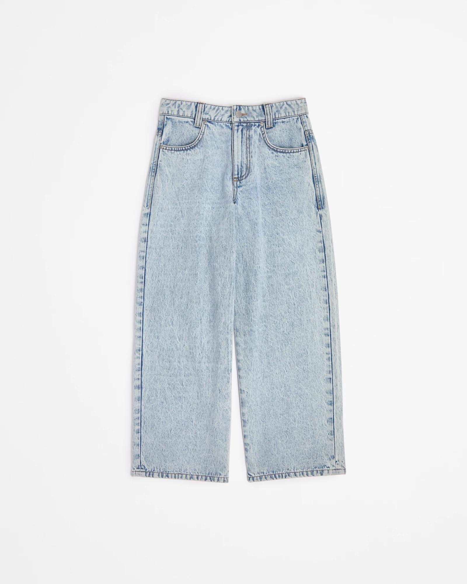 1 Target Denim Boys' Wide-fit Black Denim Jeans, Adjustable Waistband LIGHT WASH, 1 of 3