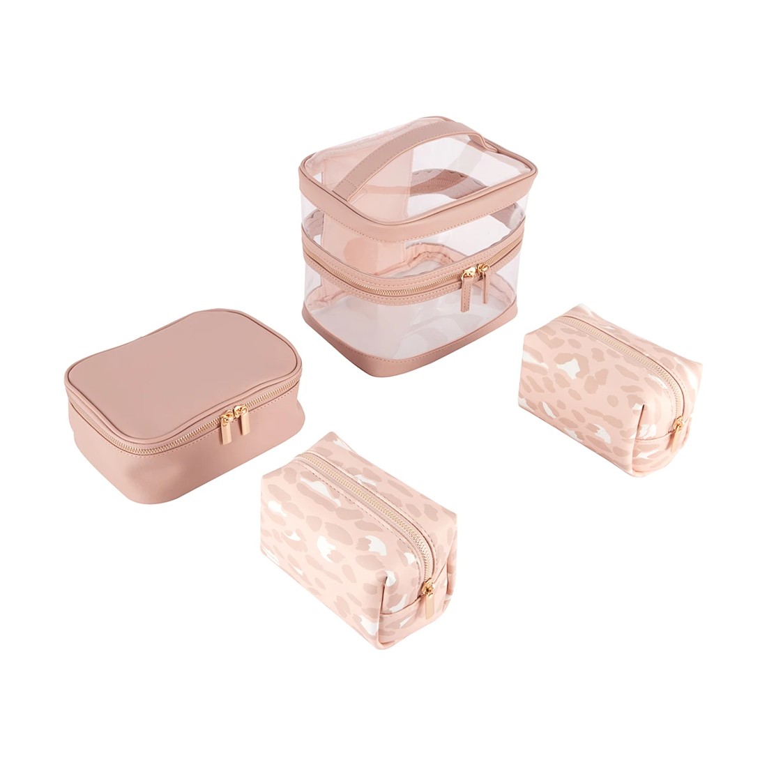 4 OXX Cosmetics 4 Piece Makeup Bag - Beige, Pink and Clear, 4 of 9