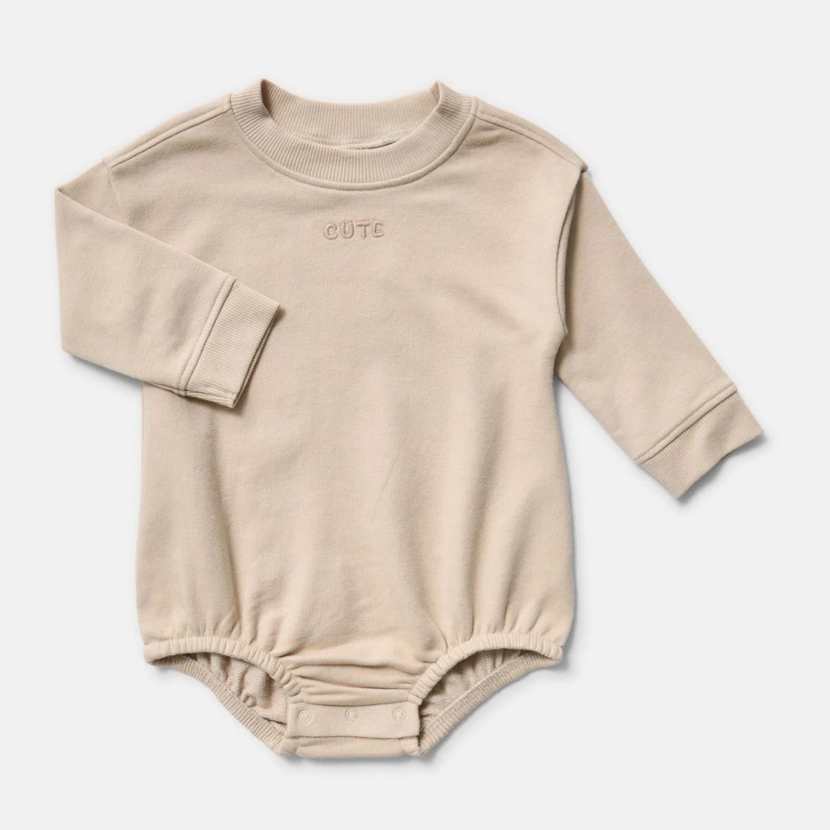 1 Long Sleeve Terry Bodysuit NATURAL ECRU CUTE, 1 of 5