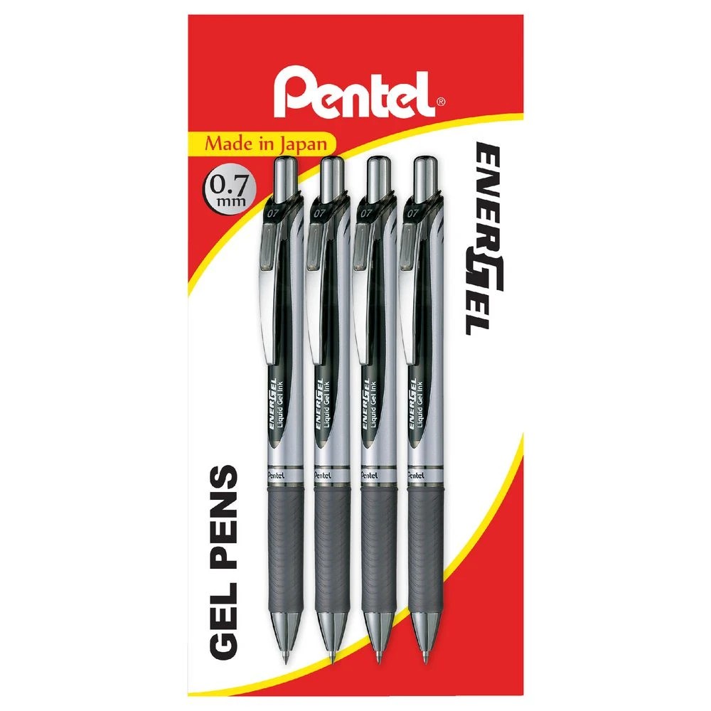 2 Pentel Energel BL77 Retractable Gel Pen Black 4 Pack, 2 of 5