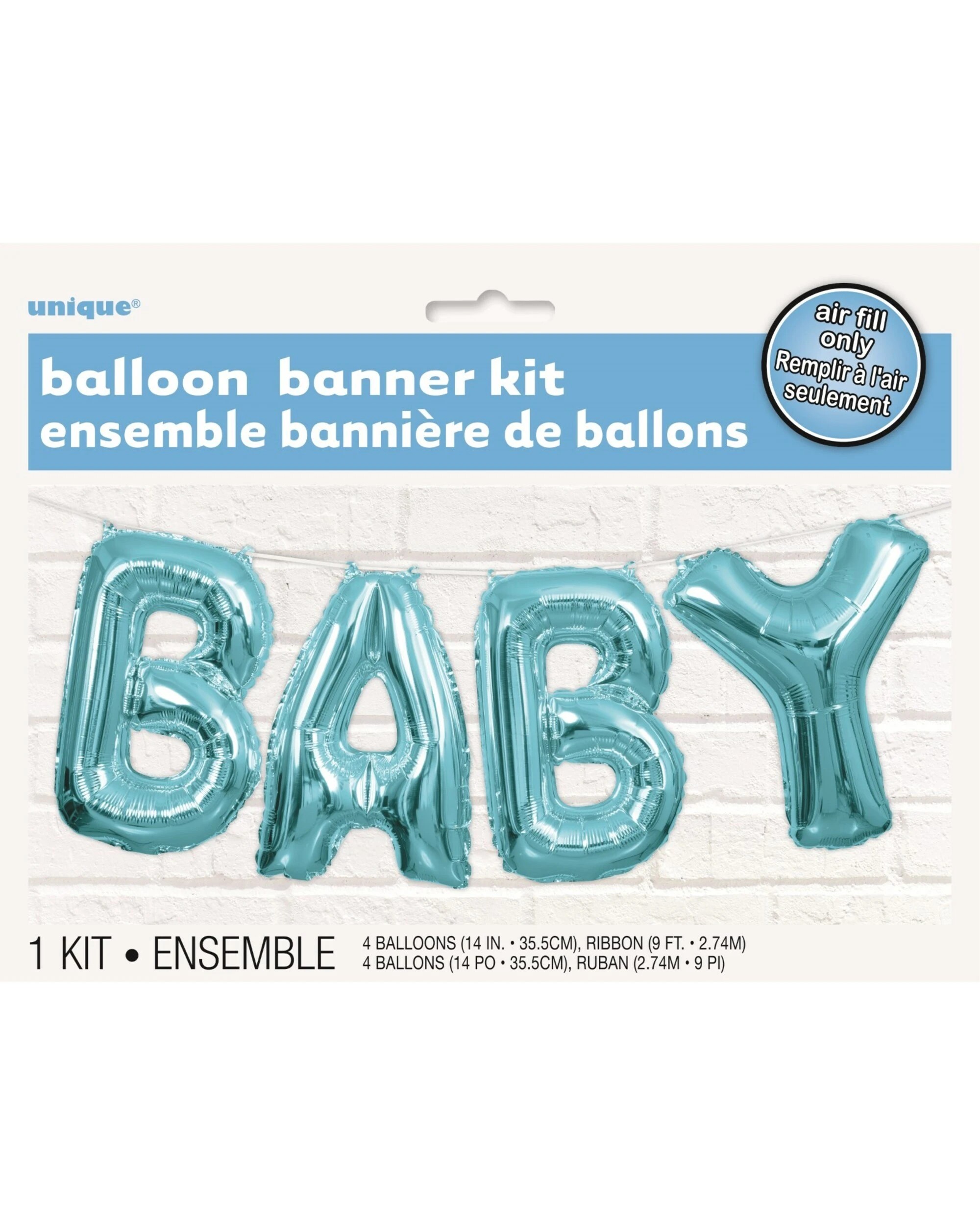 2 Unique Baby Foil Letter Balloon Banner Air Fill - Blue, 2 of 2