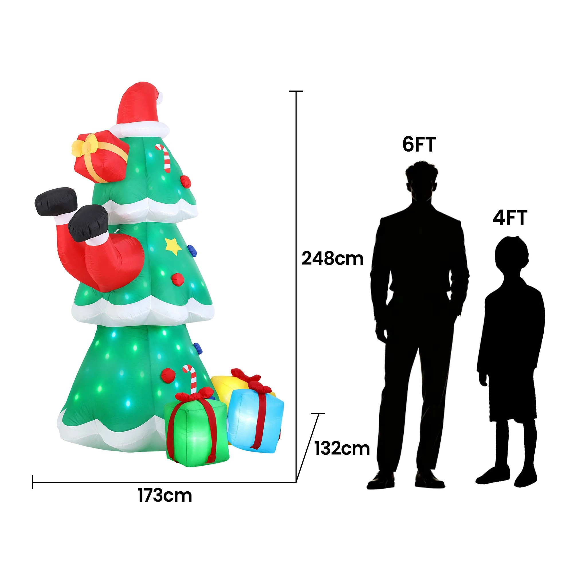 3 Jingle Jollys Christmas Inflatable Santa Tree 2.5M Height Flashing Light Decorations Illuminated - Multi, 3 of 9