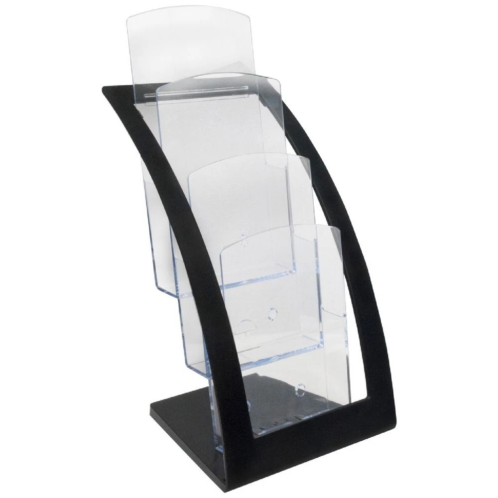 1 Deflecto A4 Curve Brochure Holder 3 Tier Black Clear, 1 of 1
