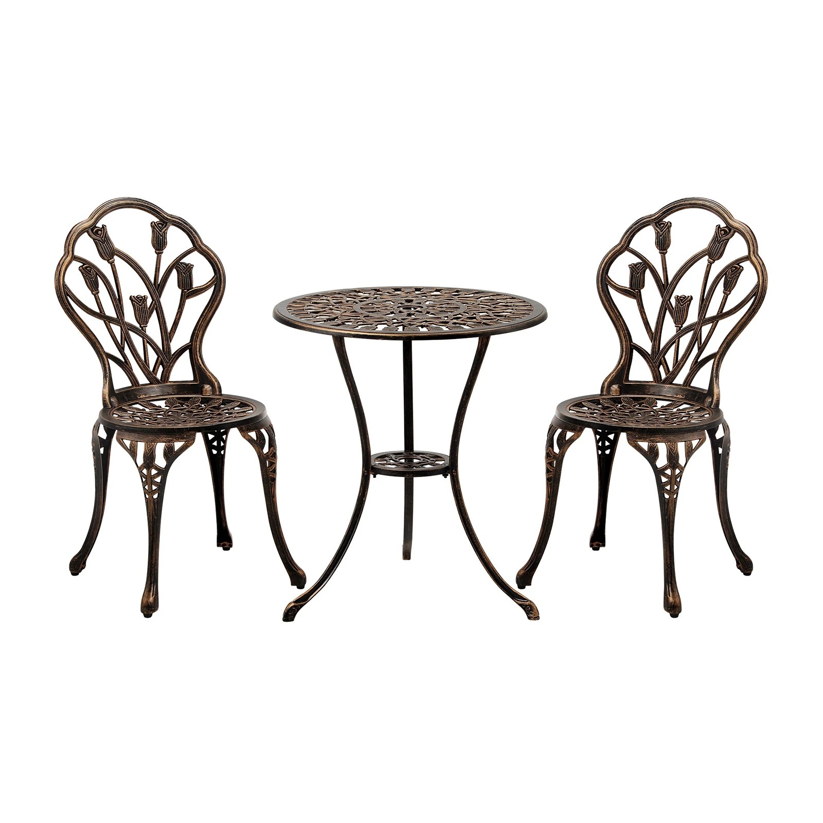 1 Livsip 3pcs Bistro Outdoor Setting Chairs Table Patio Dining Set Furniture
 - Bronze, 1 of 10