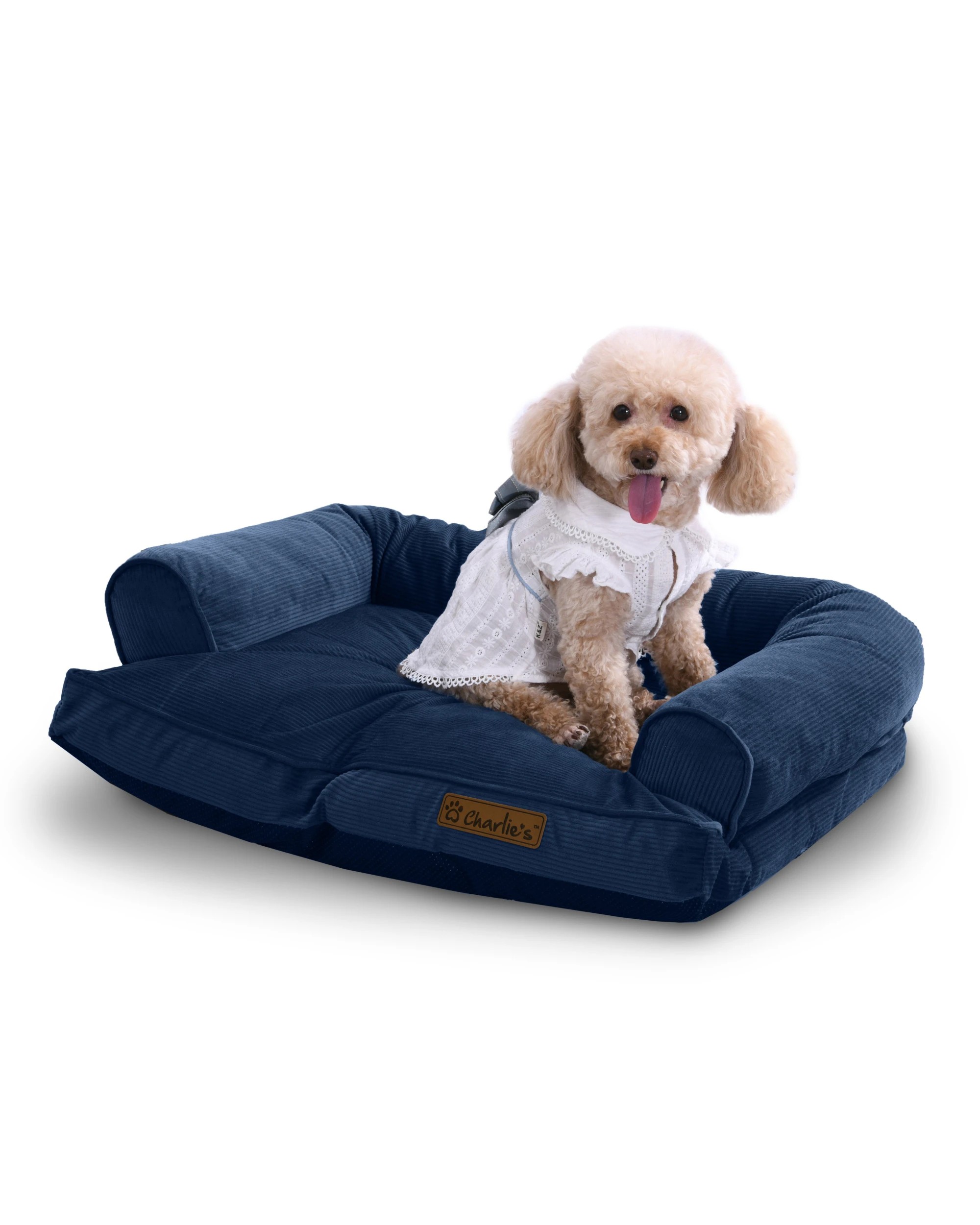 1 Charlie's Corduroy Dog Sofa Bed Medium - Navy, 1 of 7