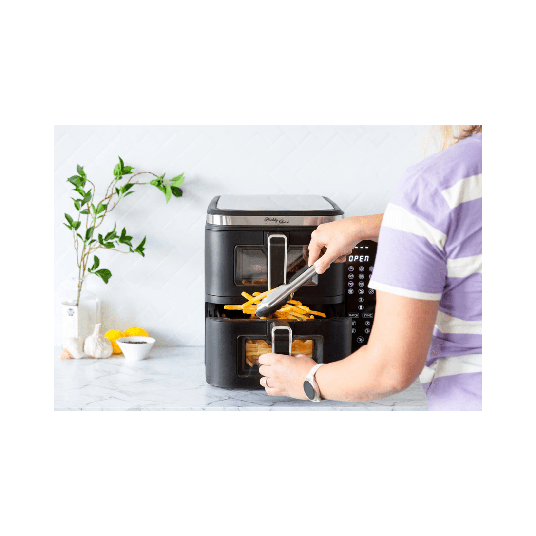 8 Healthy Choice 2400W 11L Double Decker Digital Dual Zone Air Fryer with 2 Cooking Zones & Foldable Screen, 8 of 9