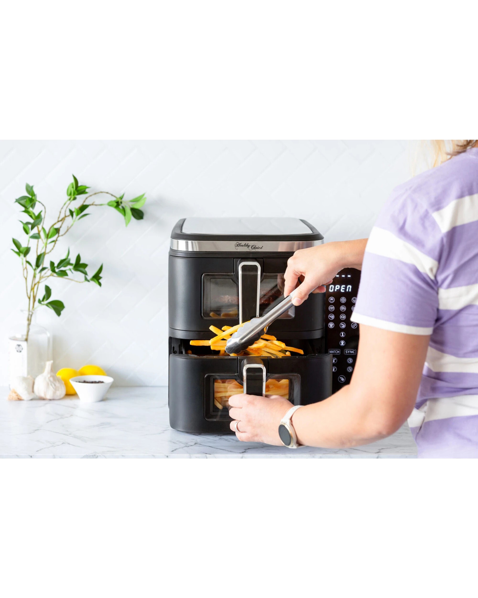 8 Healthy Choice 2400w 11l Double Decker Digital Dual Zone Air Fryer With 2 Cooking Zones & Foldable Screen, 8 of 9
