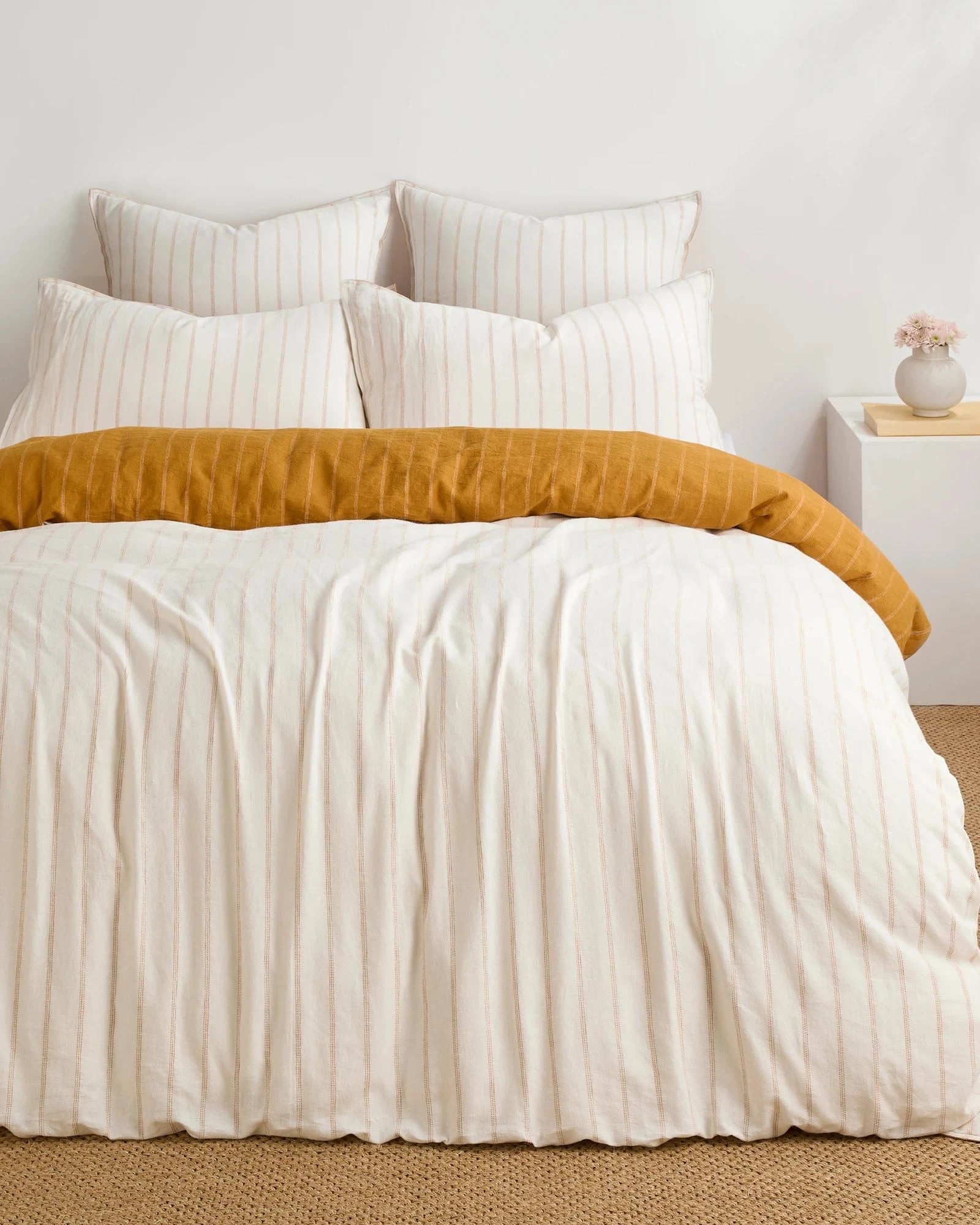 2 Target Adelle Stripe Linen/Cotton Quilt Cover Set - Queen Bed - Yellow, 2 of 8