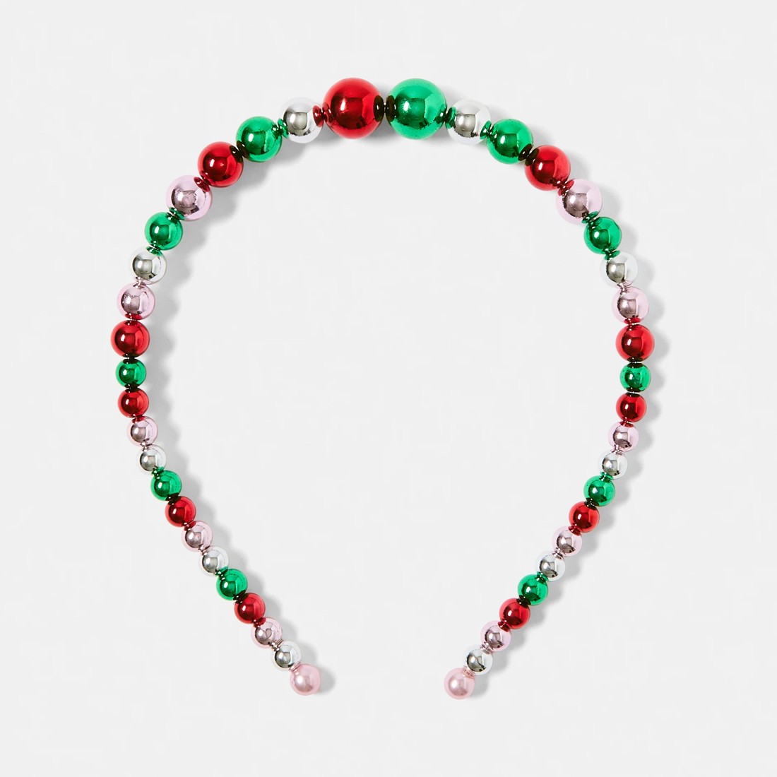 2 Christmas Gradual Ball Headband - Green, Red and Silver Tone, 2 of 5