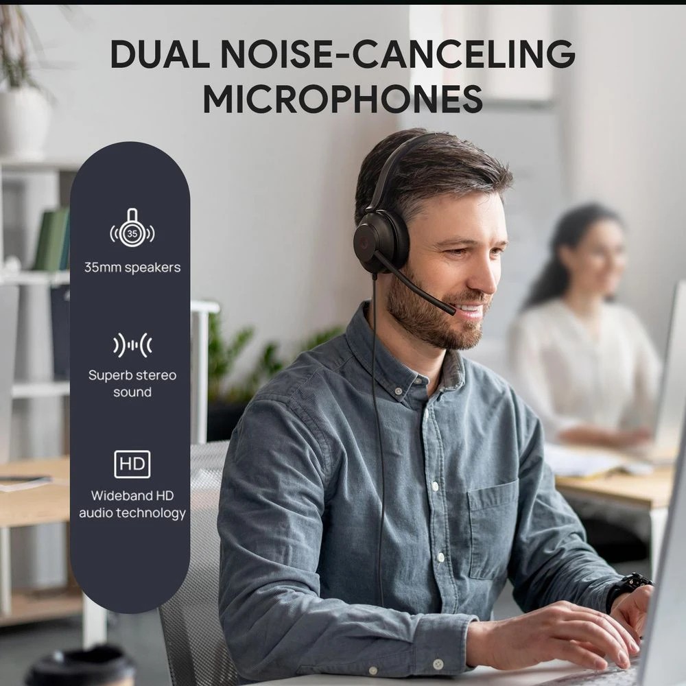 3 Yealink UH35 Dual On-Ear Corded Headset Black, 3 of 6