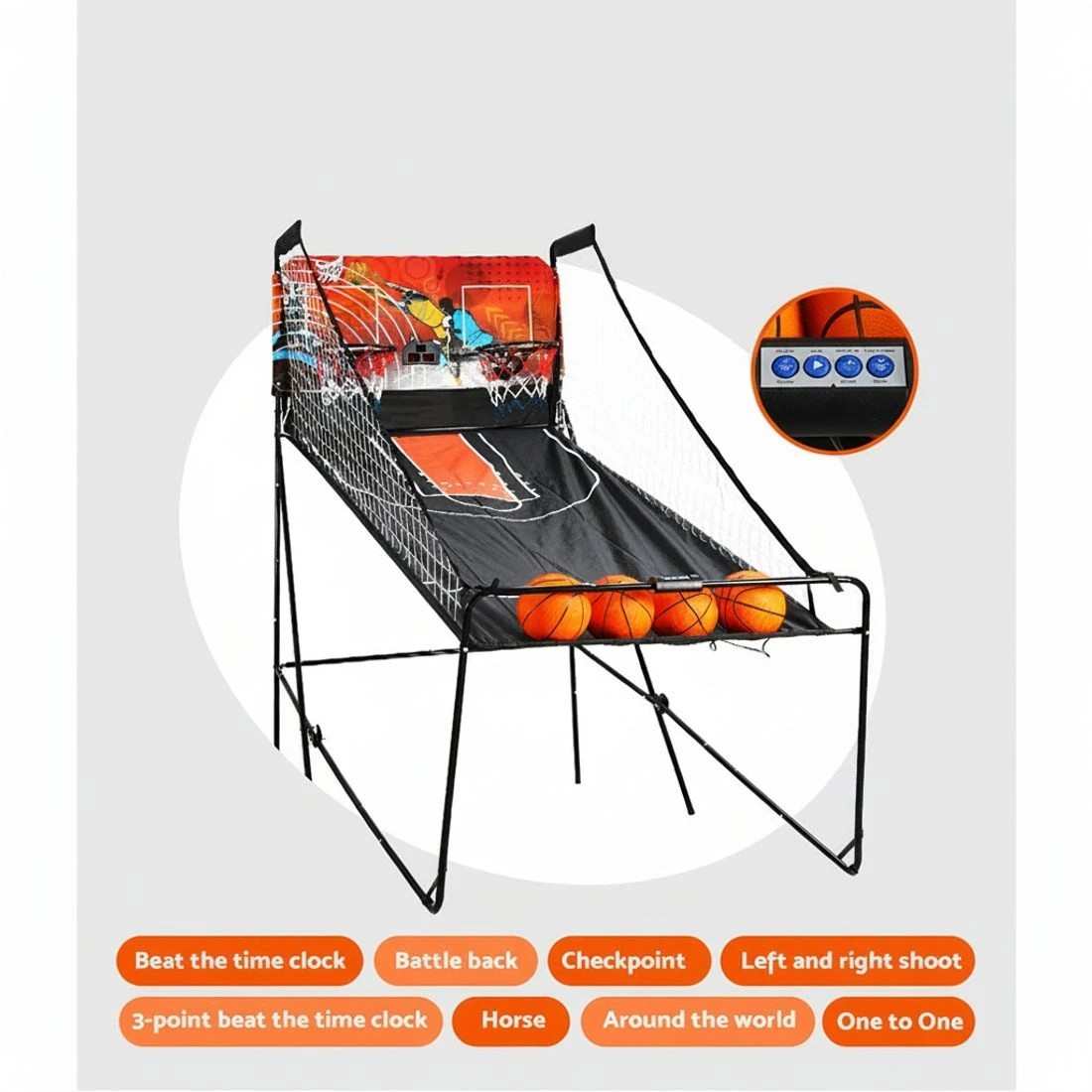 3 Basketball Arcade Game Electronic Scorer 8 Games Double Shoot - Black, 3 of 4