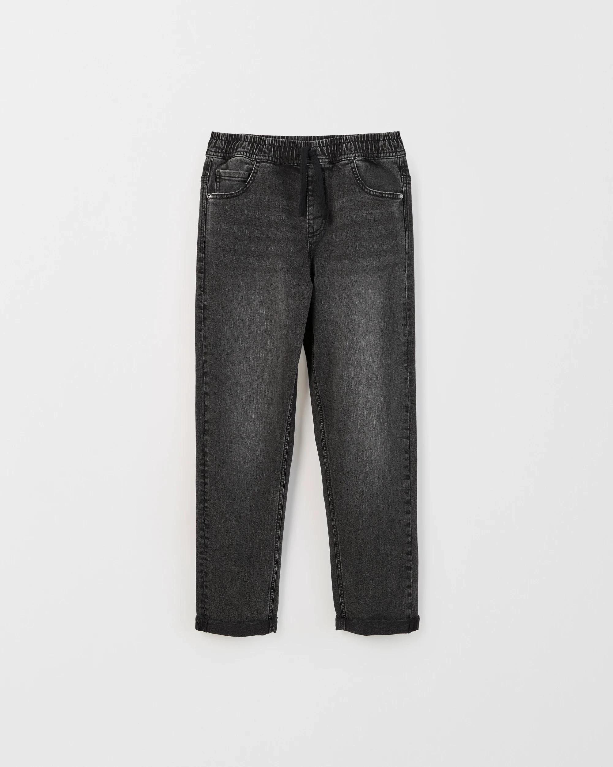 7 Target Kids Elastic Waistband Straight Fit Denim Jeans BLACKWASH, 7 of 8