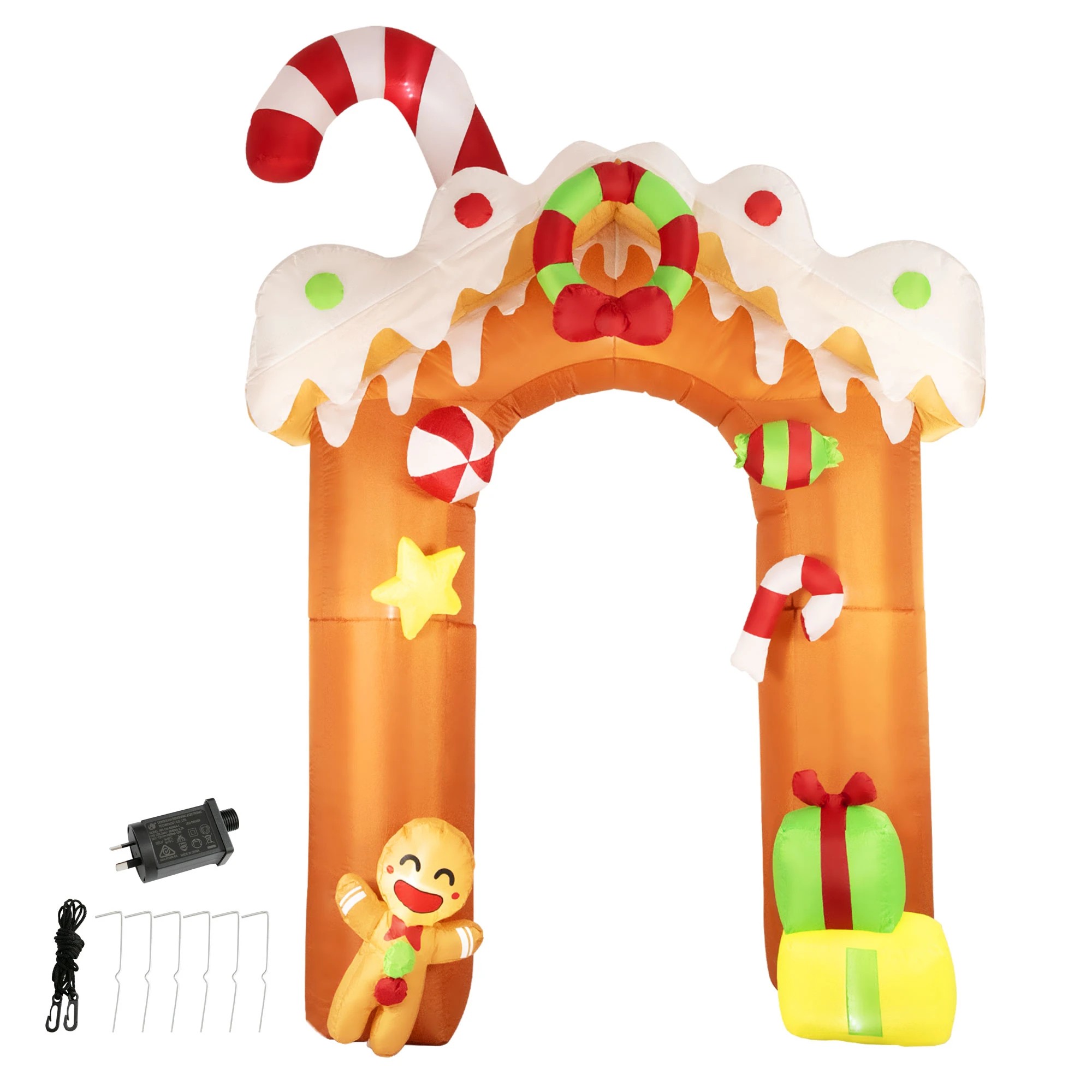 1 Santaco Christmas Inflatable Arch Way 3m Lighted 18 LED Candy Outdoor Decoration, 1 of 7
