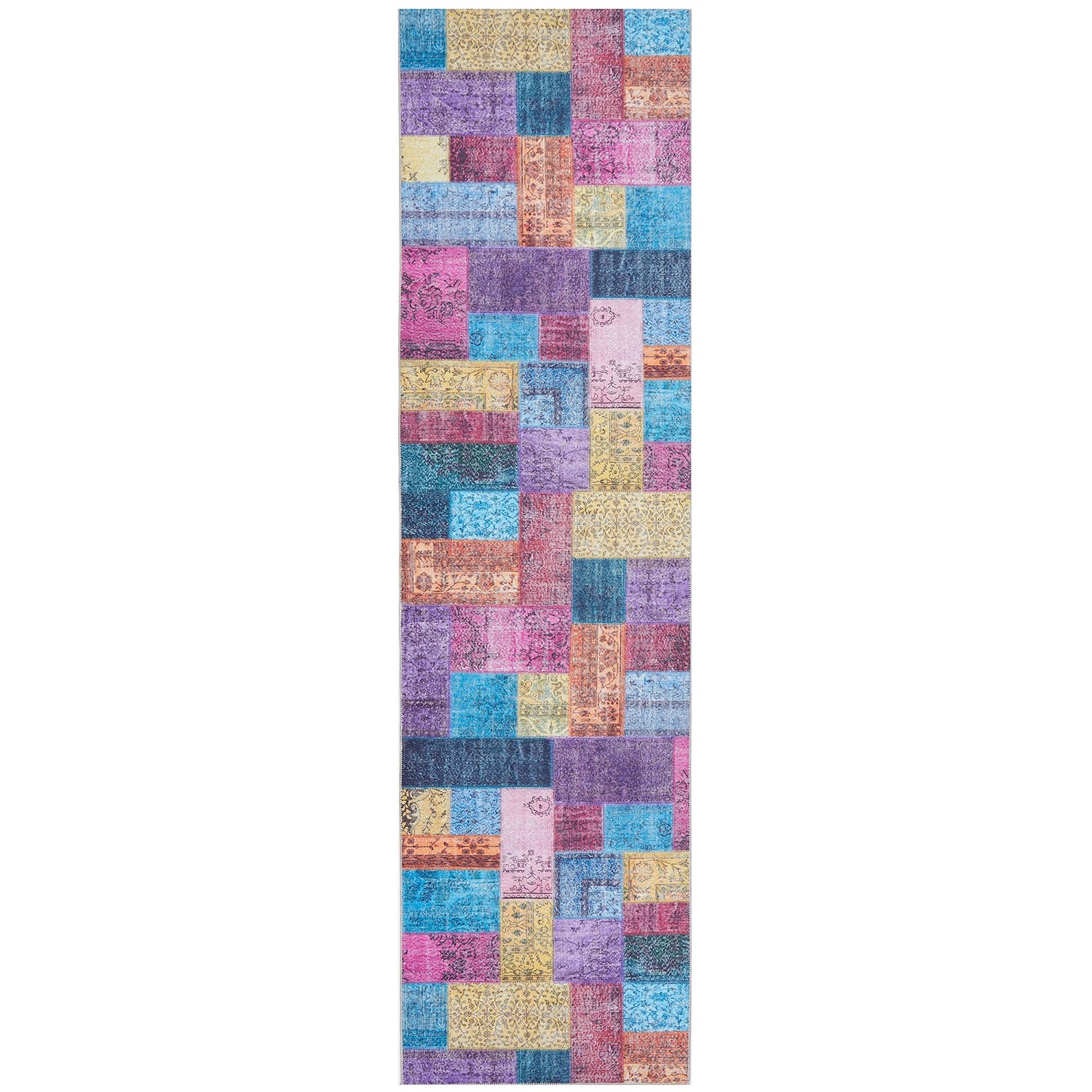 2 Common Ground Rugs Bazaar 167 400x80cm - Large Runner Rug - Blue, 2 of 9