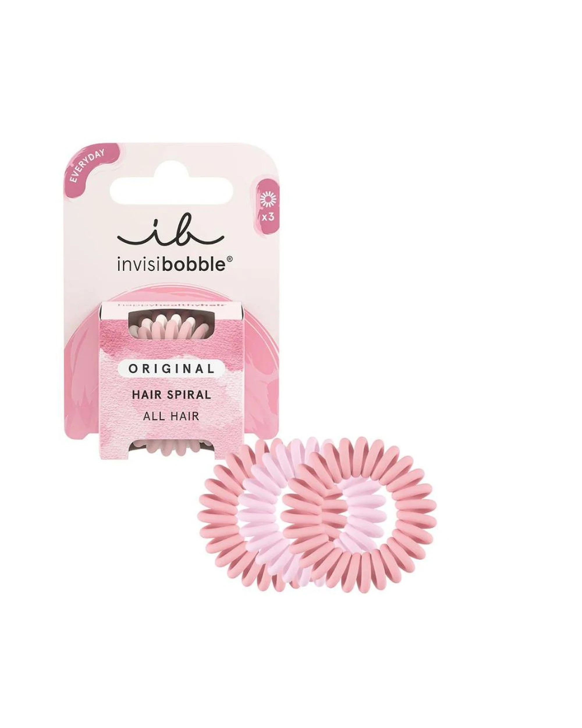 1 Invisibobble Original Spiral Traceless Hair Ties 3Pk - The Pinks - Pink, 1 of 2