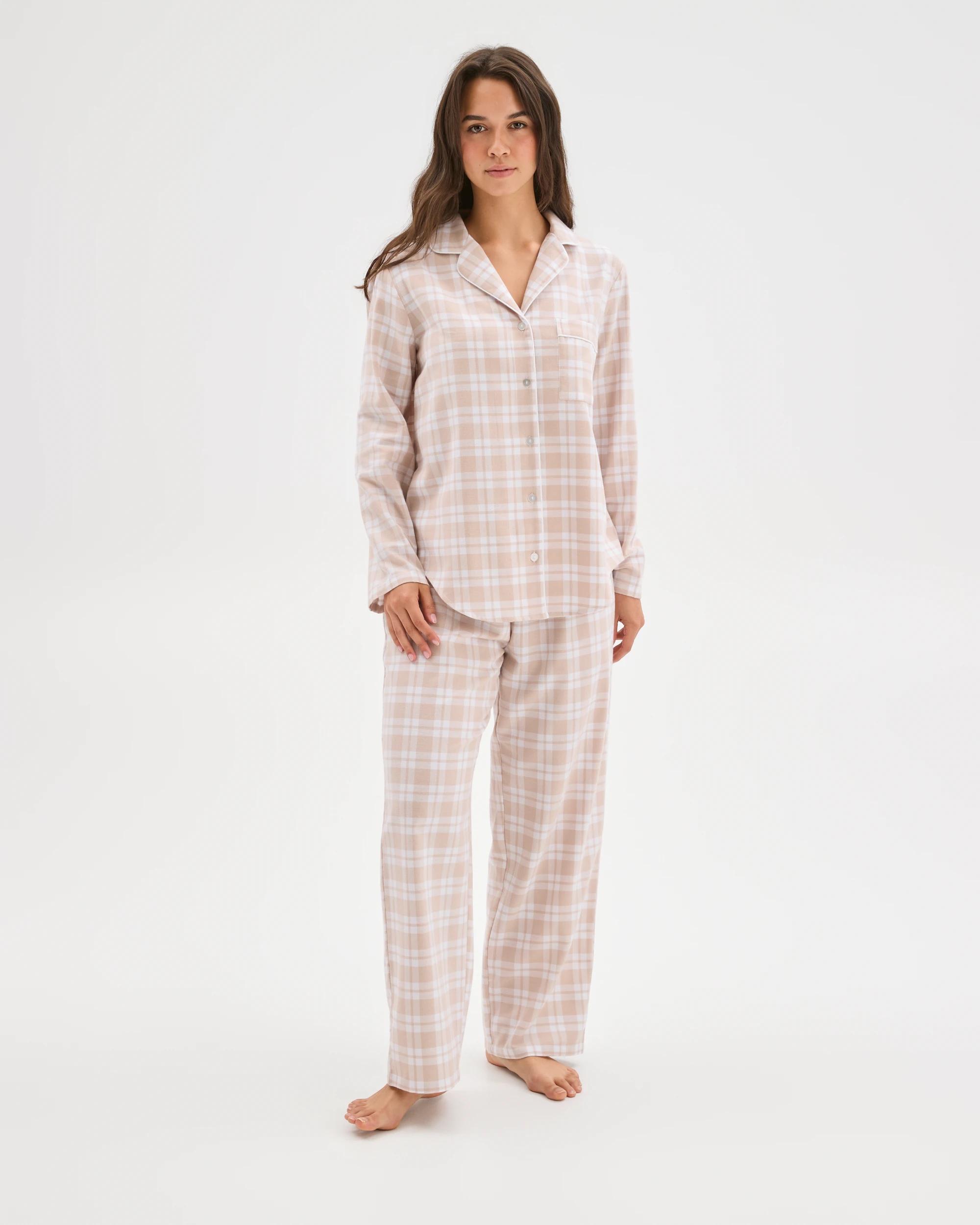 1 Target Woman Australian Cotton Flannelette Pyjama Set GINGHAM NEUTRAL, 1 of 6