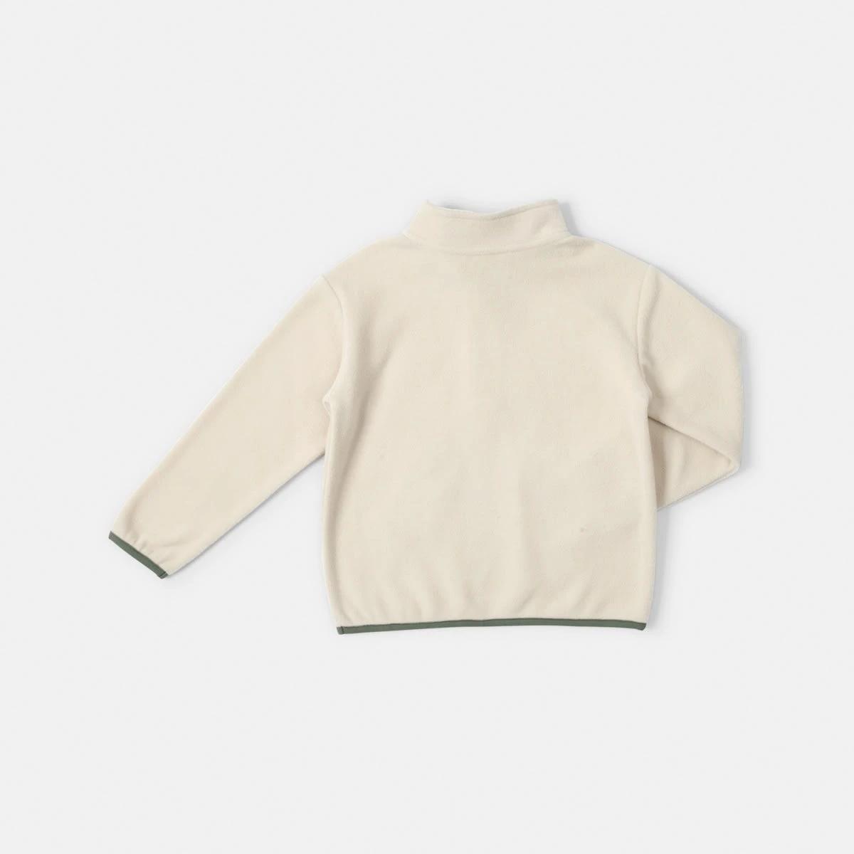 9 Polar Fleece Quarter Zip Sweatshirt Ecru, 9 of 9