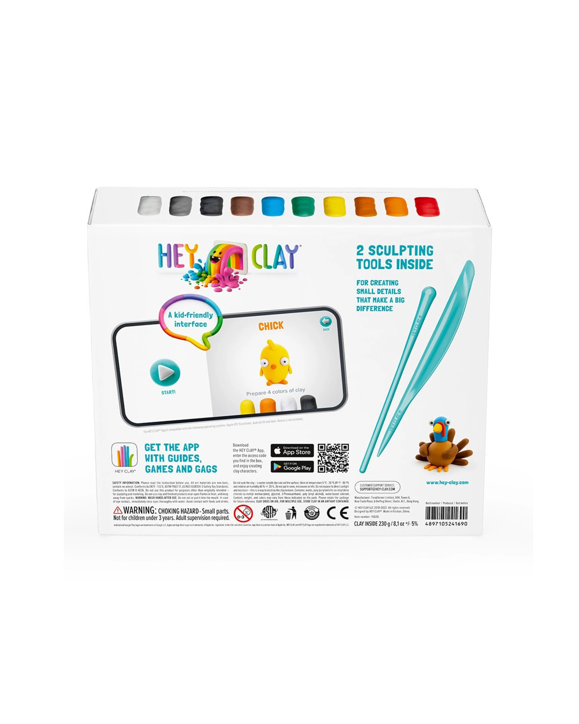 6 Hey Clay Farm Birds 15 Cans & 2 Tools Kids/Childrens Creative Clay Play Set - Multi, 6 of 6