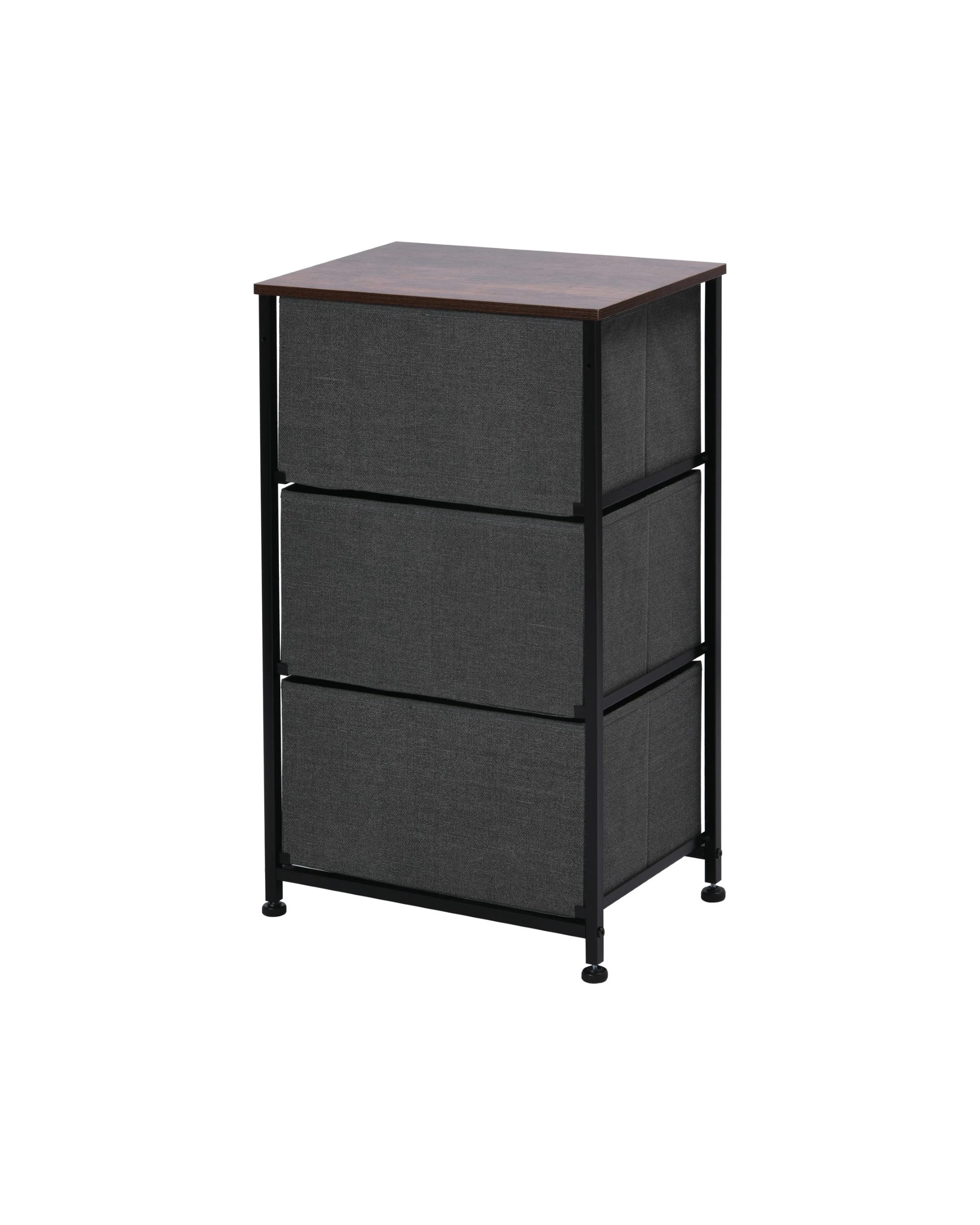 4 Sherwood Luna 3 Drawer Fabric Home Dresser - Charcoal, 4 of 6