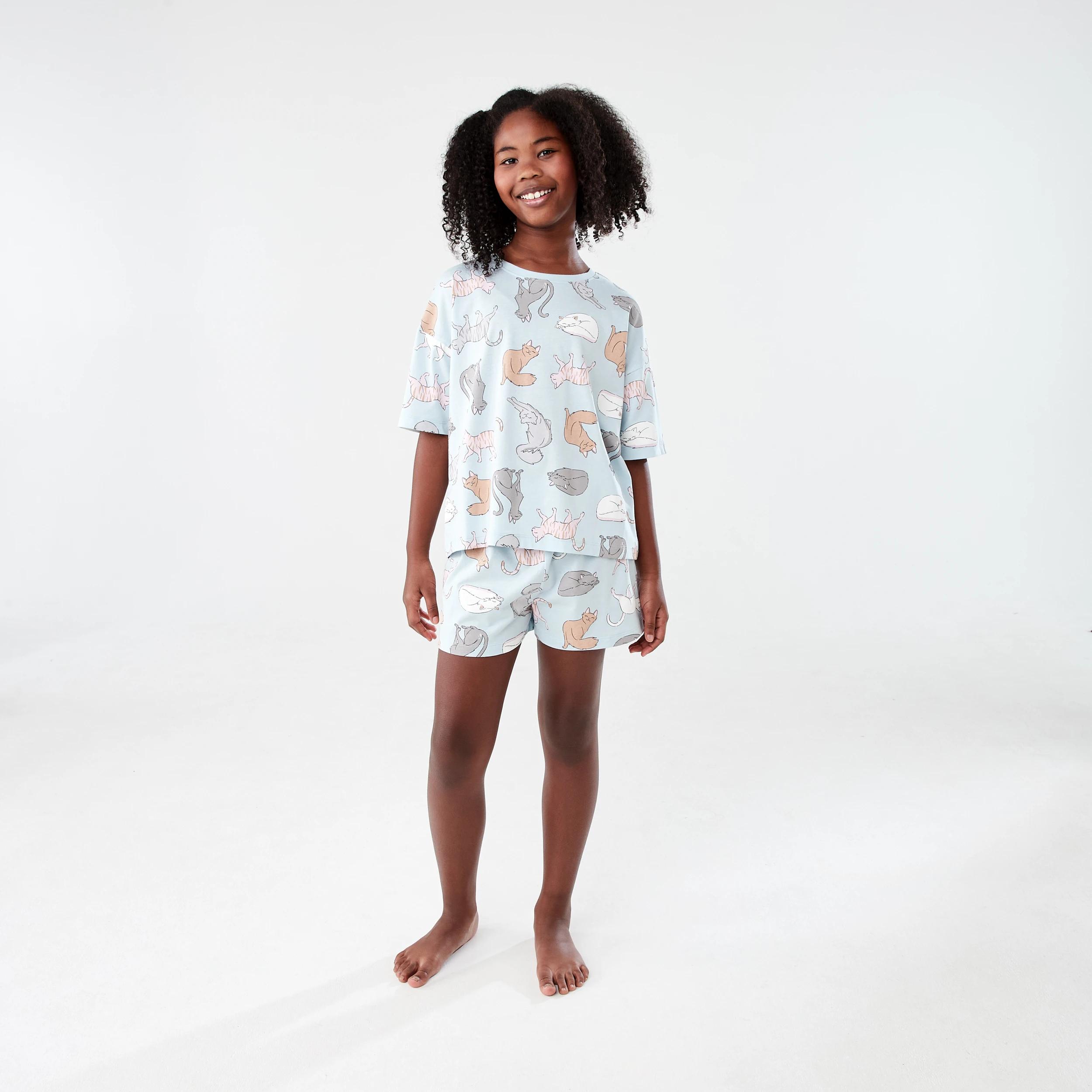 1 Short Sleeve Top Jersey Pyjama Set BLUE CATS, 1 of 7