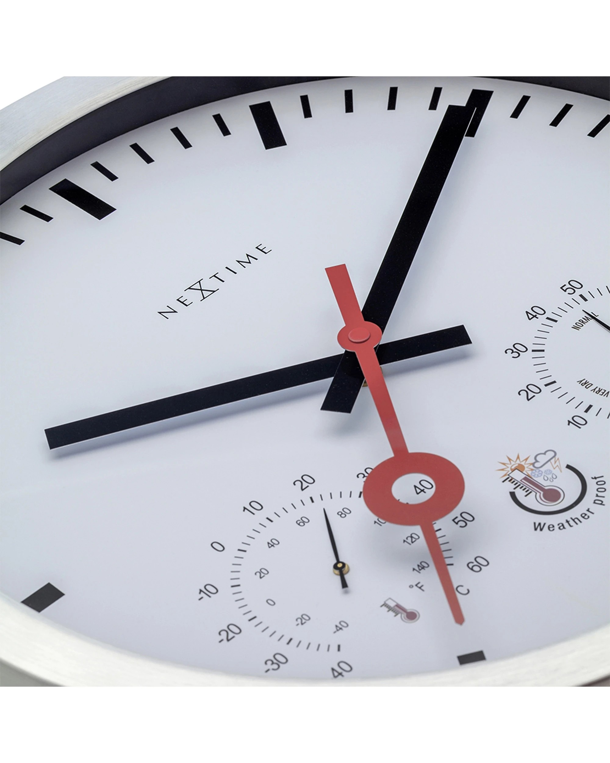 4 NexTime Outdoor Wall Clock Multi Functional Weather Display 35cm - White, 4 of 5