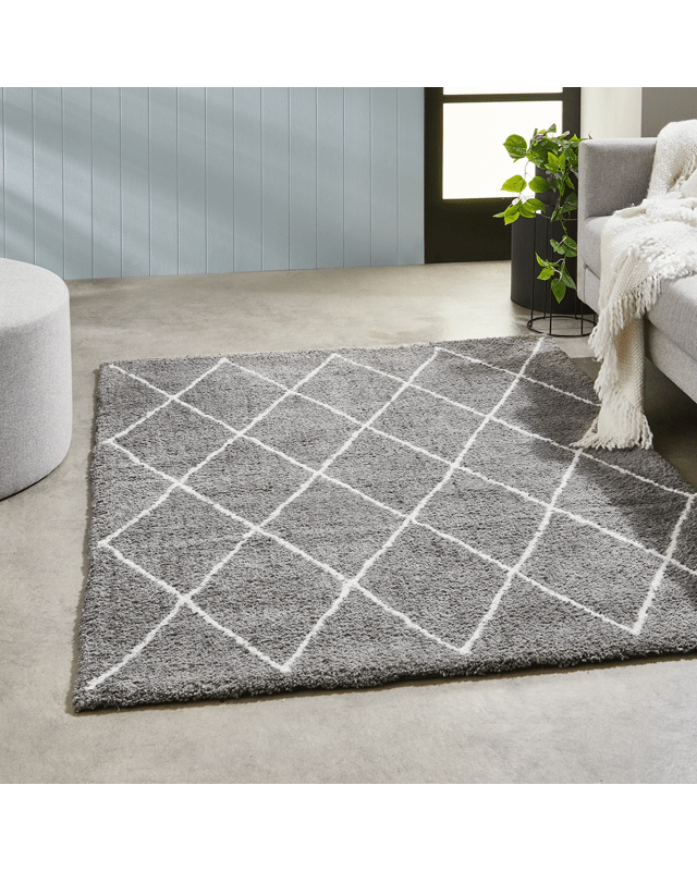 Trellis Shag Rug - Grey, Medium - 180cm x 1