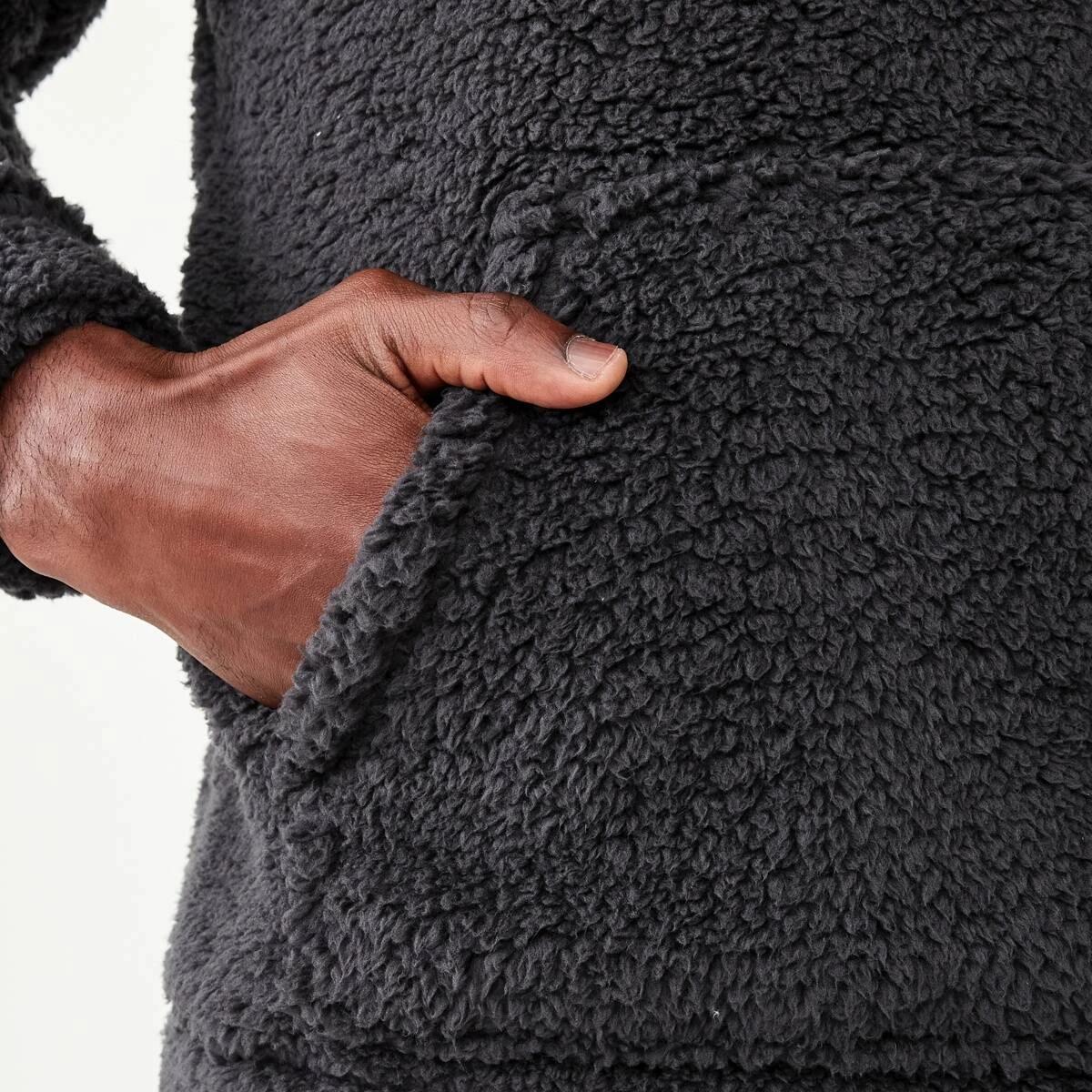 6 Long Sleeve Sherpa Hoodie Charcoal, 6 of 6