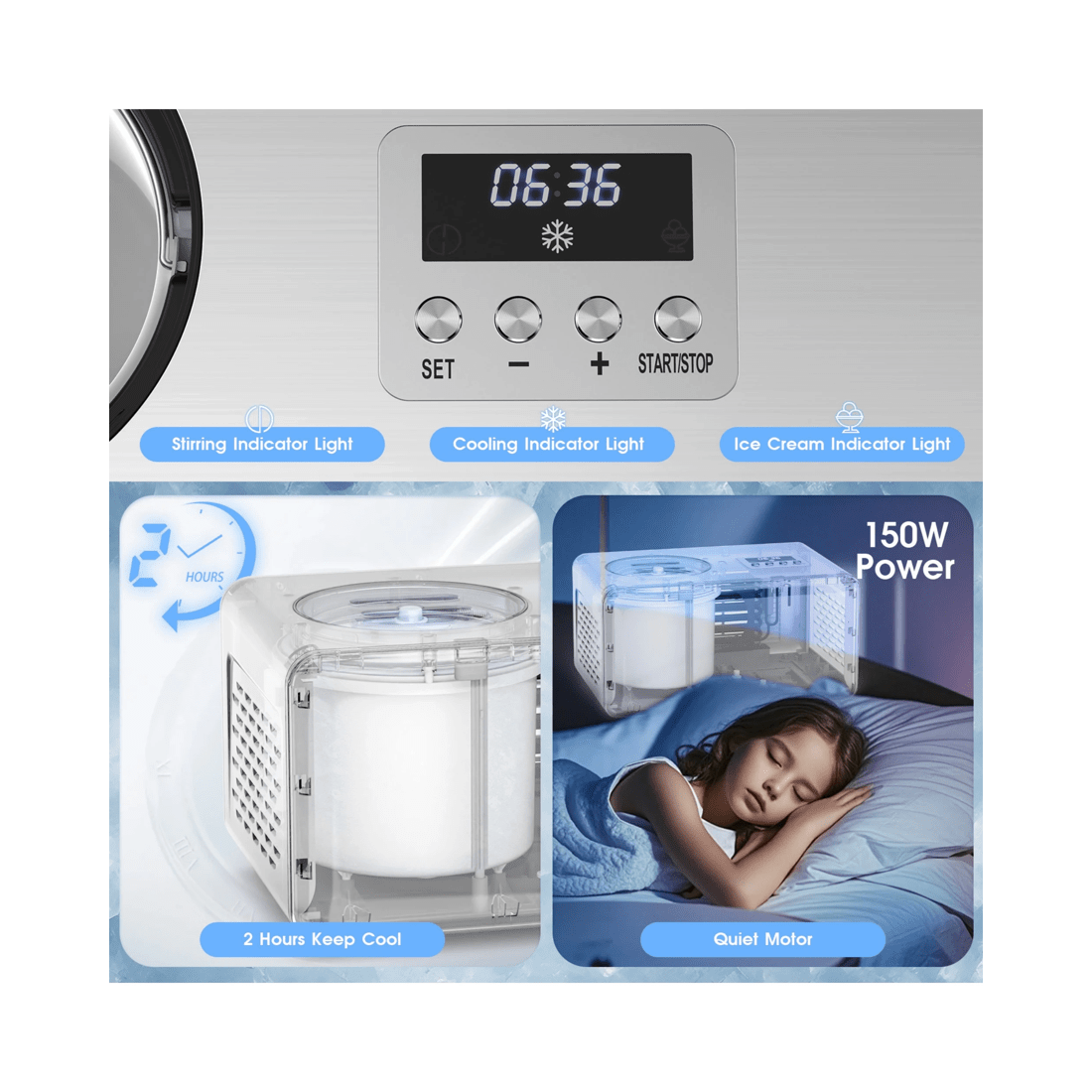 6 Advwin Ice Cream Maker With Built-in Compressor, 2l Frozen Yogurt & Gelato Machine, Sorbet Maker With Lcd Display, 6 of 8