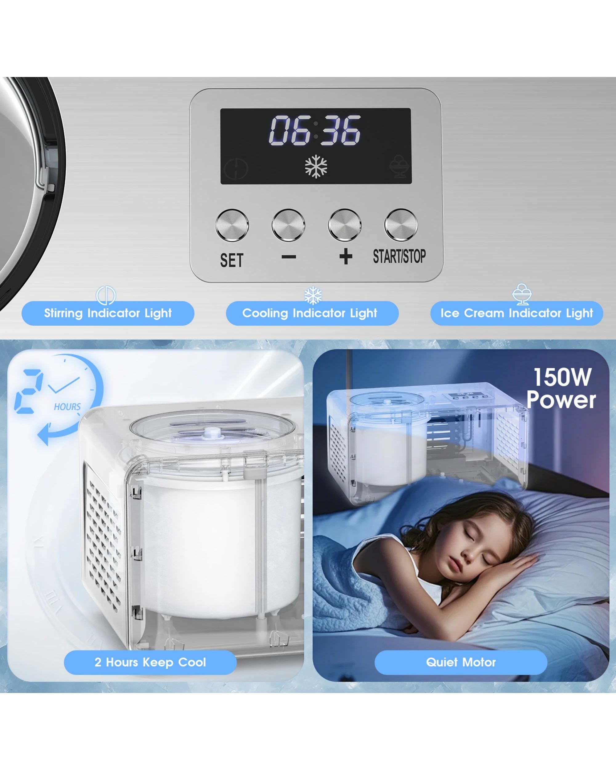 6 Advwin Ice Cream Maker With Built-in Compressor, 2l Frozen Yogurt & Gelato Machine, Sorbet Maker With Lcd Display, 6 of 8