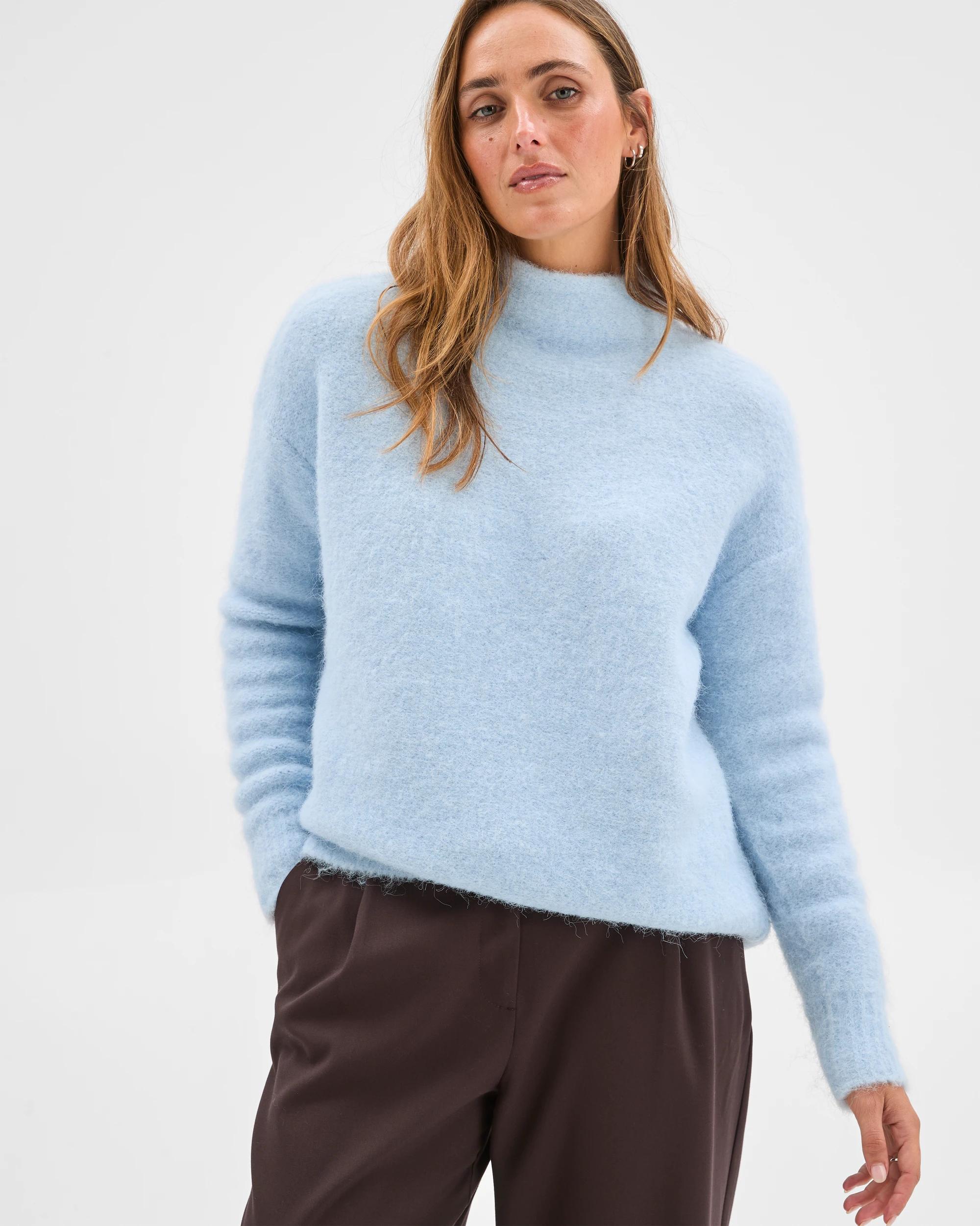 3 Preview Plush Mock Neck Jumper BLUE MIST, 3 of 6