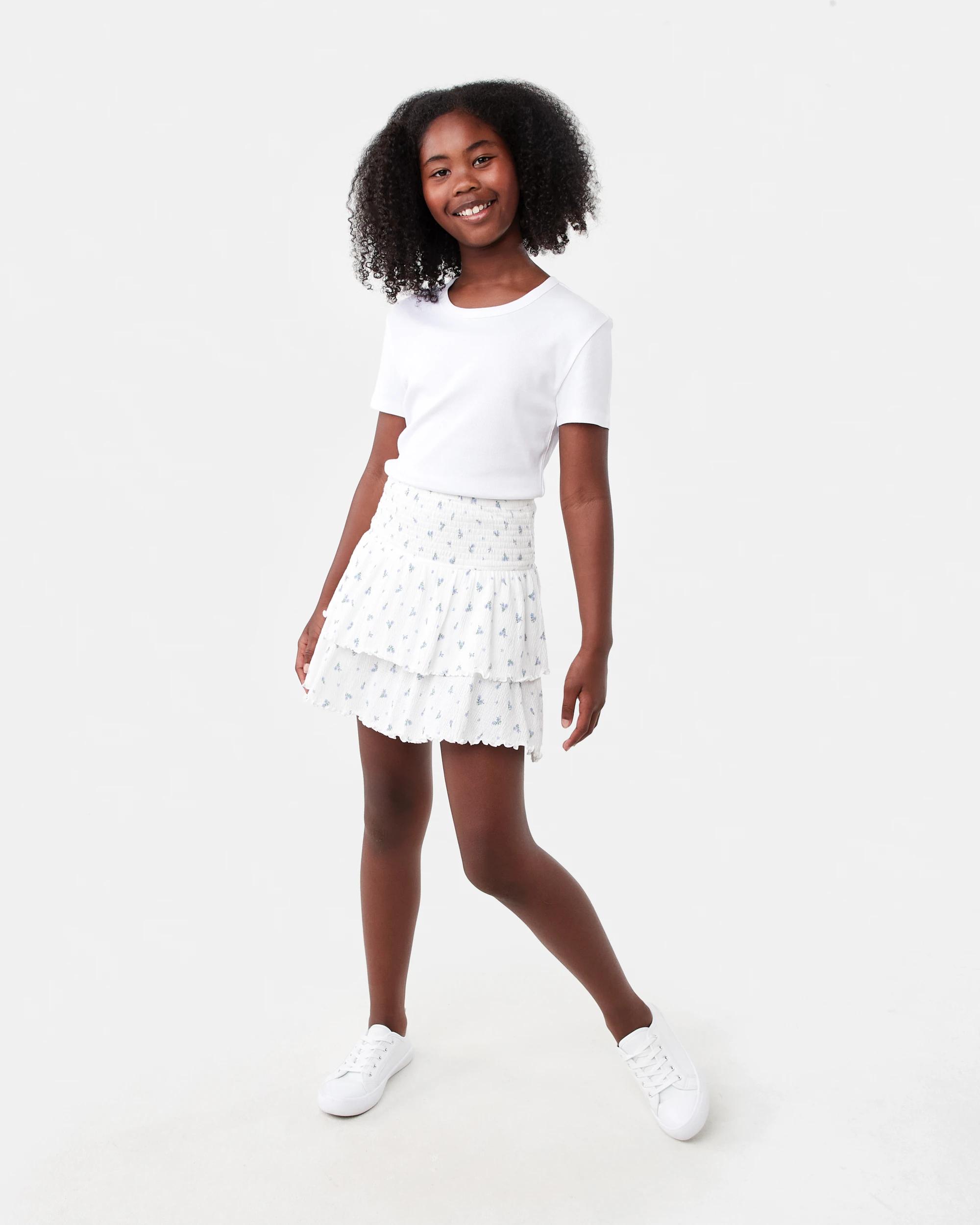 5 Crinkled Tiered Skort Wht Floral, 5 of 6