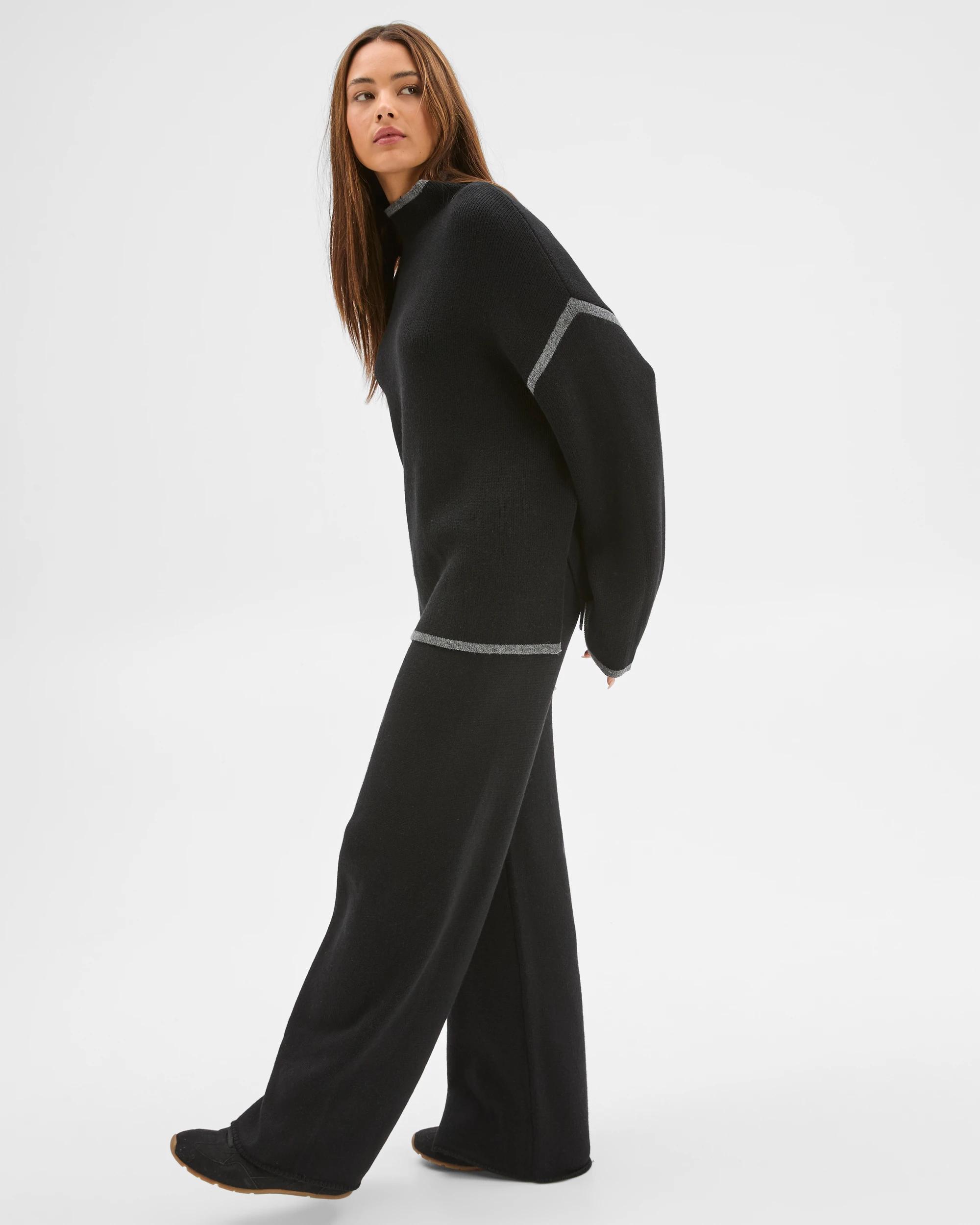 3 Lily Loves Wide Leg Knit Pants BLACK, 3 of 5