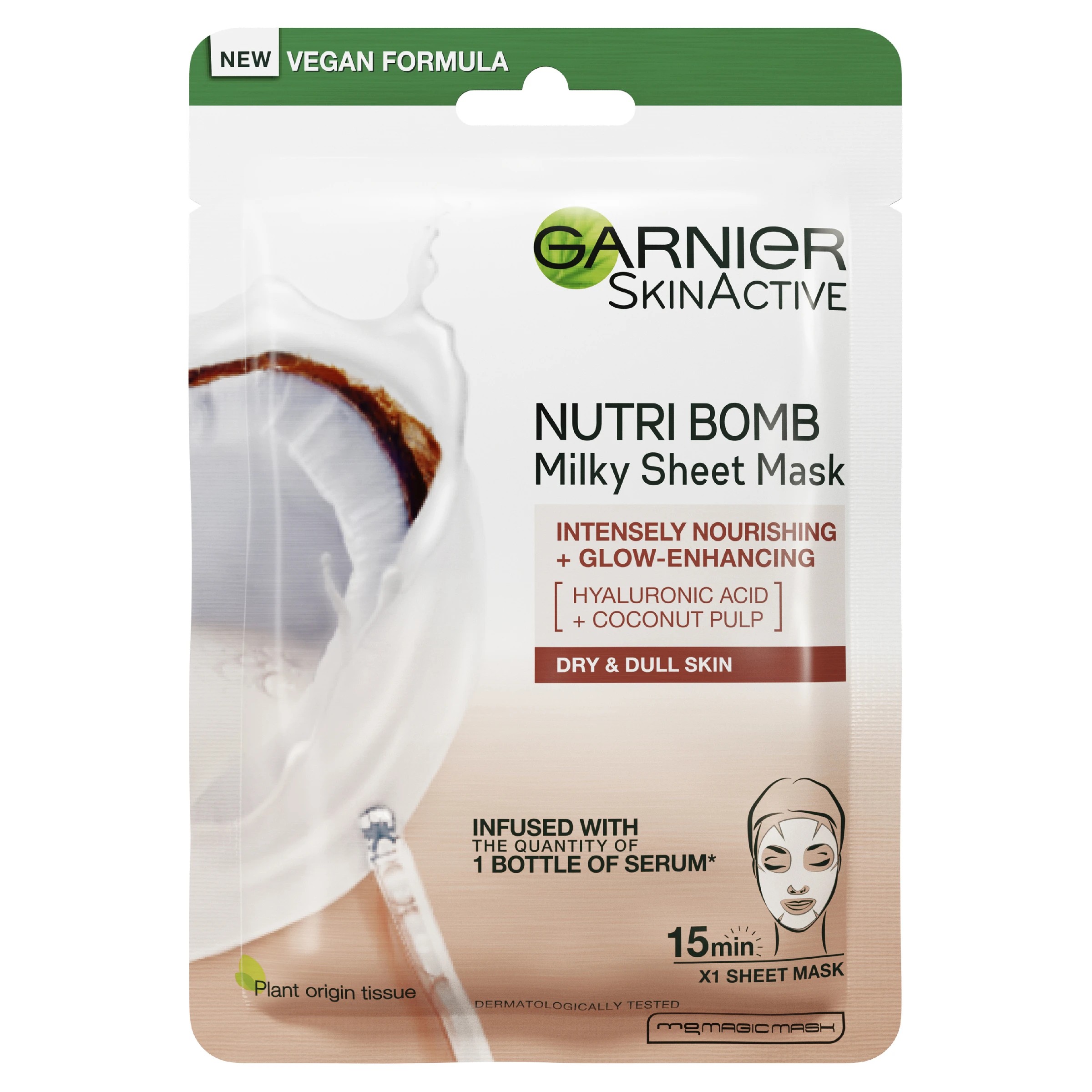 1 Garnier SkinActive Nutri Bomb Milky Tissue Mask 28g - Coconut, 1 of 7