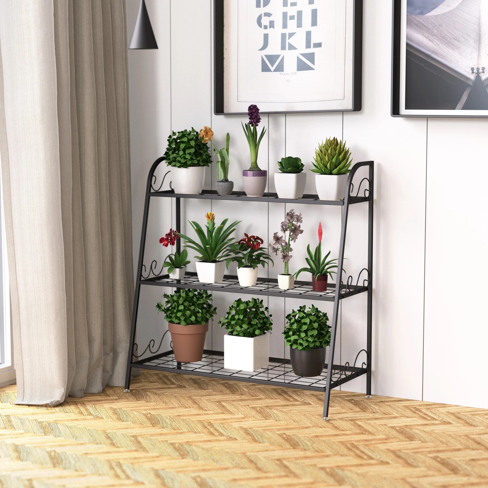 2 Costway 3-Tier Plant Stand Metal Flower Pots Rack Indoor Outdoor Corner Plant Shelf Garden, 2 of 2