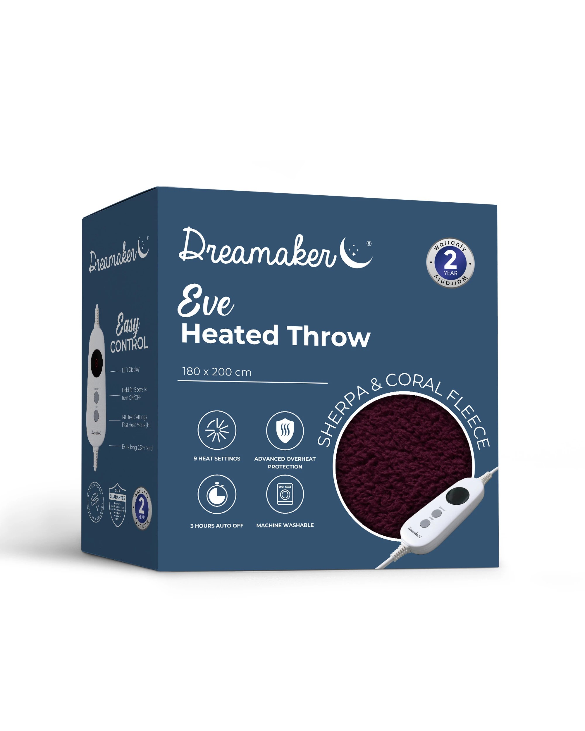 8 Dreamaker Eve Reversible Sherpa & Coral Fleece Heated Throw 180x200cm - Cherry and Blush, 8 of 8