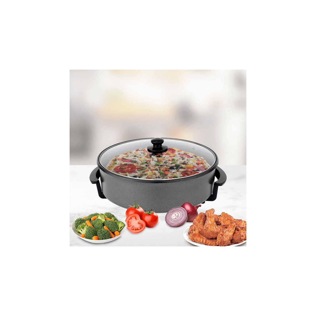 5 Healthy Choice 1500w 10l Non Stick Electric Fry Pan W/temperature Control/lid
 - Grey, 5 of 7