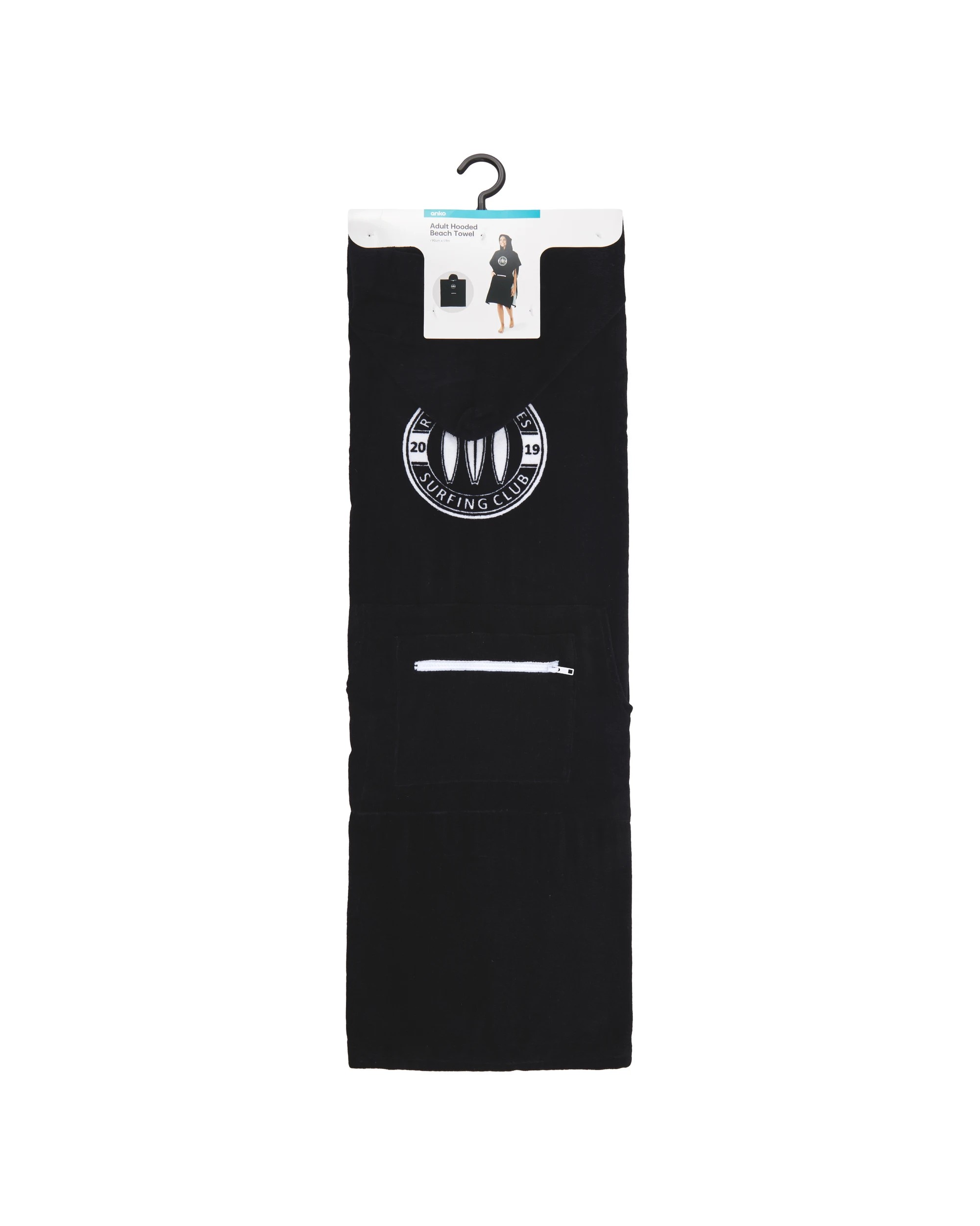 10 Adult Cotton Hooded Beach Towel - Black, 10 of 10