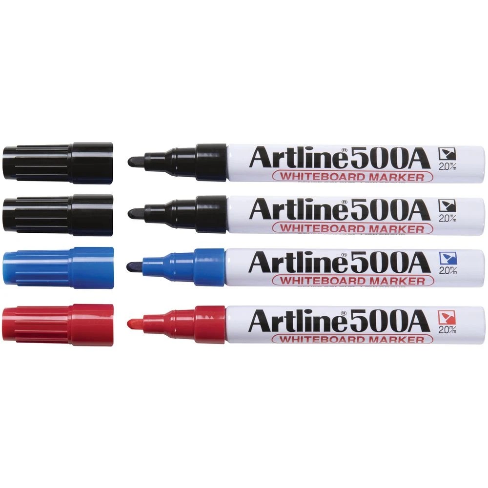 2 Artline 500A Whiteboard Markers Bullet Assorted 4 Pack, 2 of 2